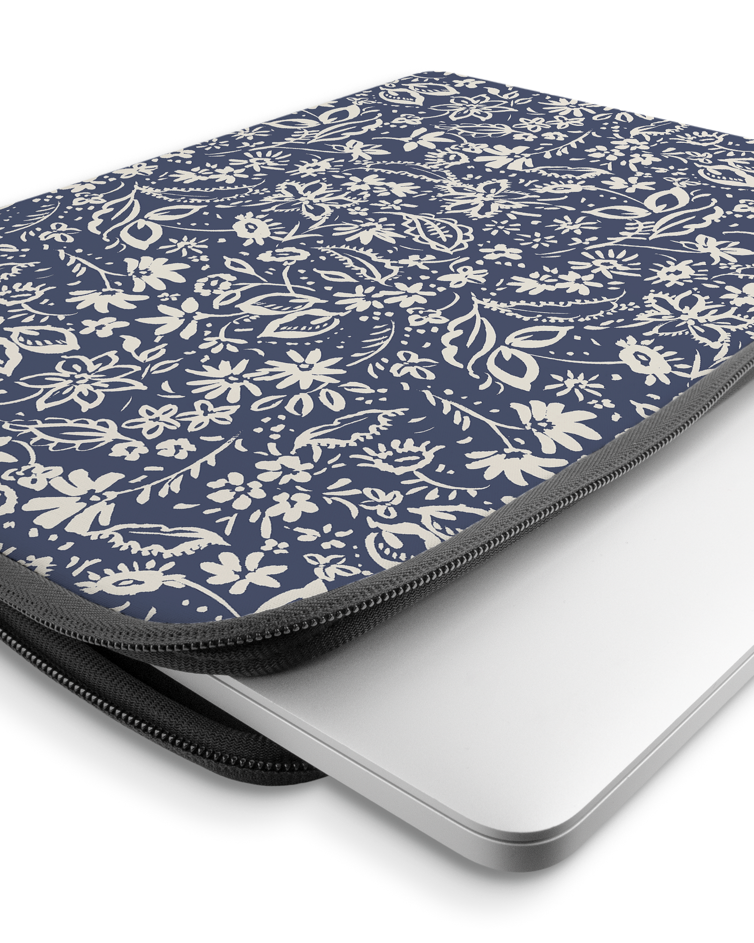 Ditsy Blue Paisley Laptop Case 15-16 inch with device inside