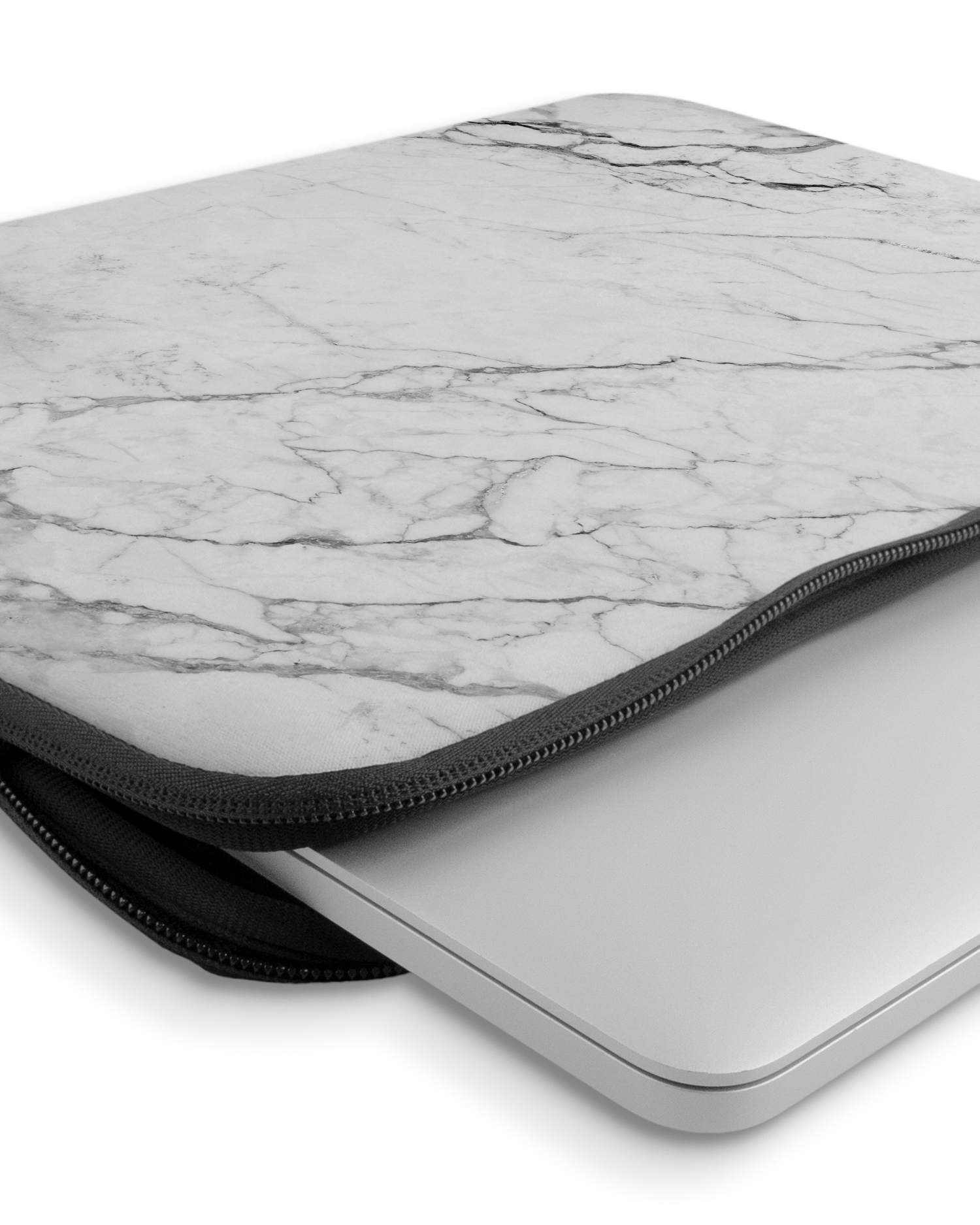 White Marble Laptop Case 14-15 inch with device inside