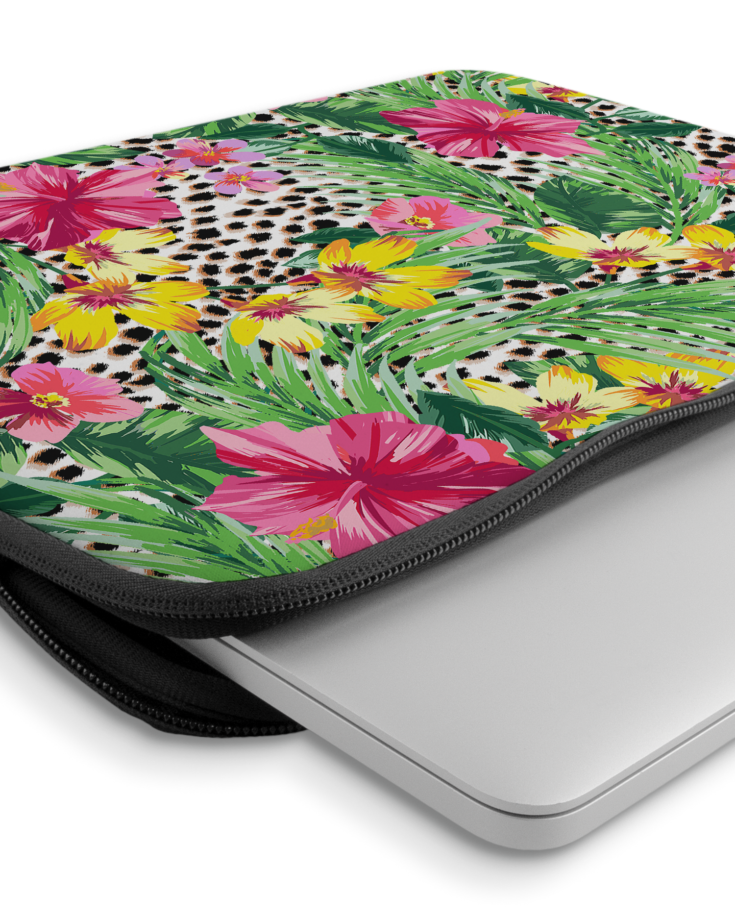 Tropical Cheetah Laptop Case 14-15 inch with device inside