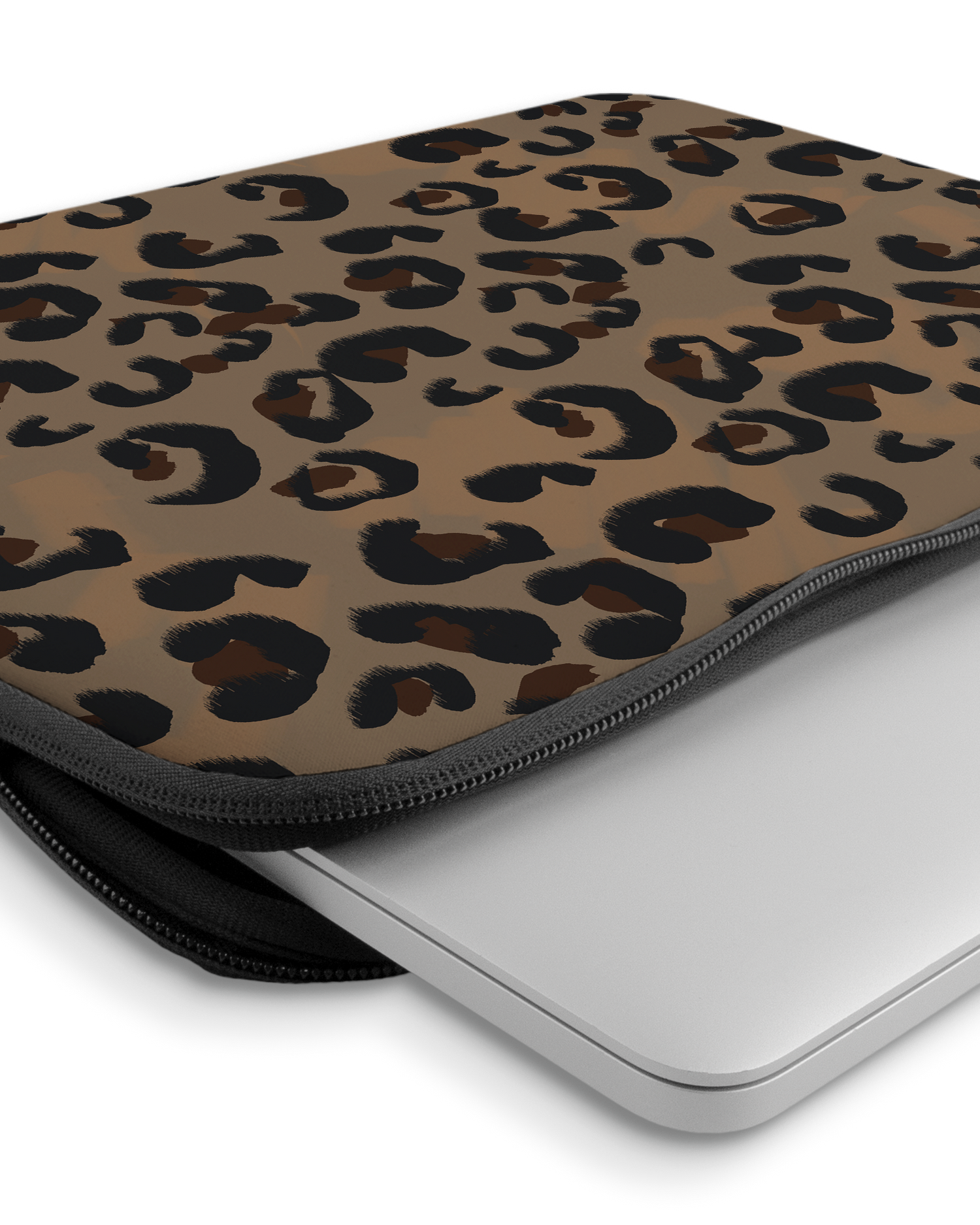 Leopard Repeat Laptop Case 14-15 inch with device inside