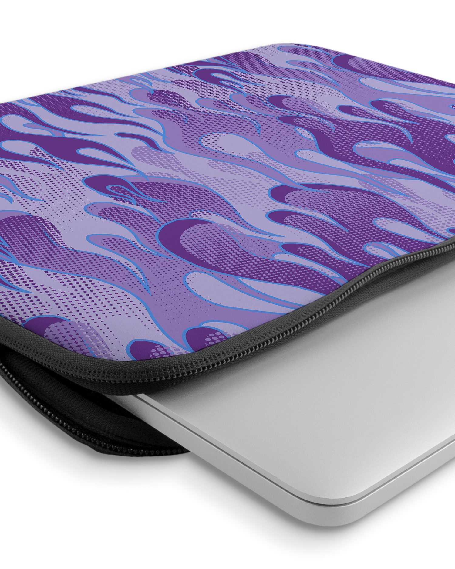 Purple Flames Laptop Case 14-15 inch with device inside