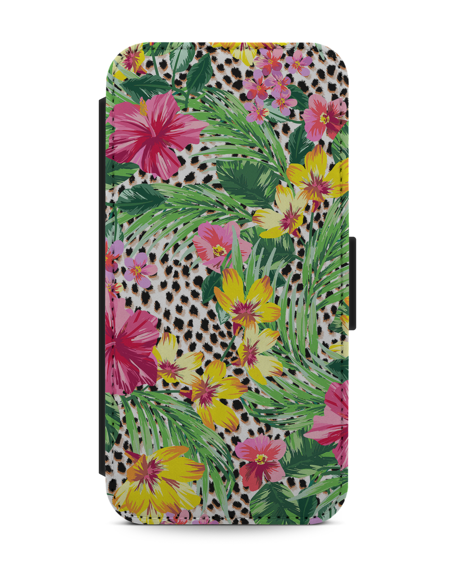 Tropical Cheetah Wallet Phone Case Apple iPhone 13 Pro: Front View