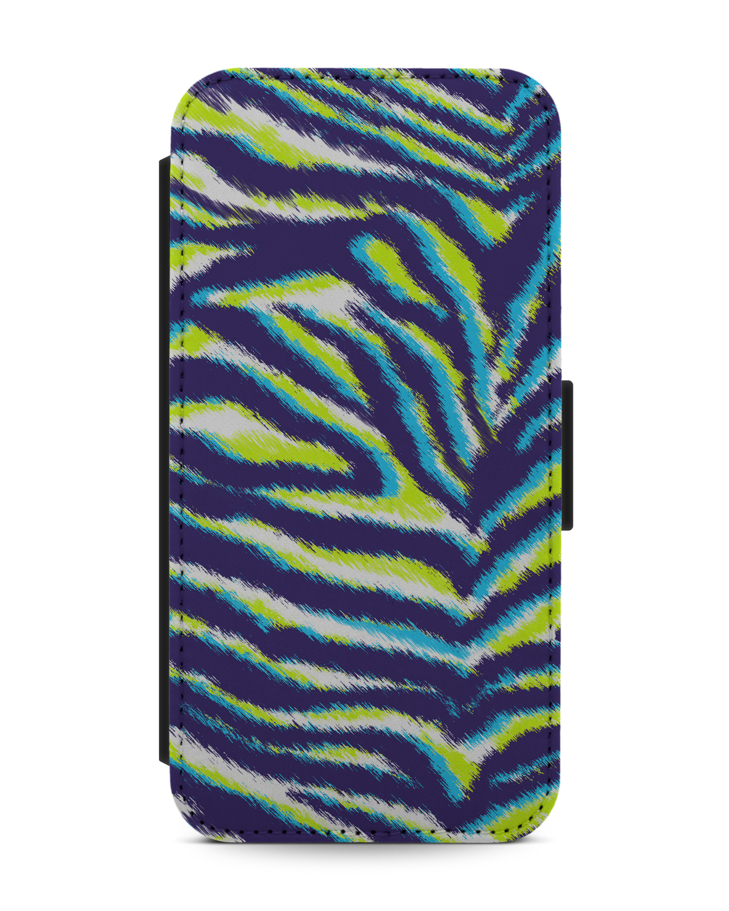 Neon Zebra Wallet Phone Case Apple iPhone 13 Pro: Front View