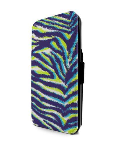 Neon Zebra Wallet Phone Case Apple iPhone 13 Pro