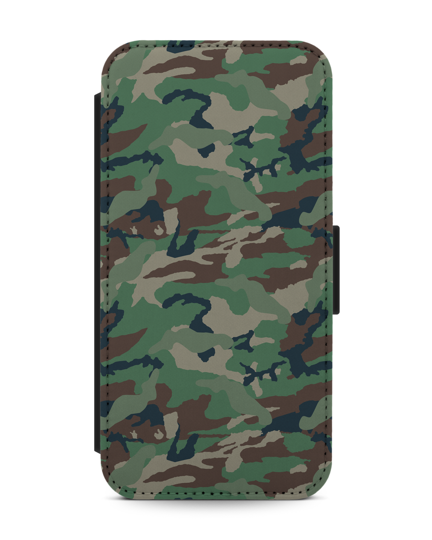 Green and Brown Camo Wallet Phone Case Apple iPhone 13 Pro: Front View