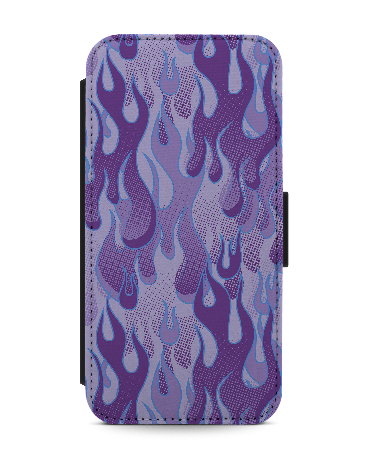 Purple Flames Wallet Phone Case Apple iPhone 13 Pro: Front View