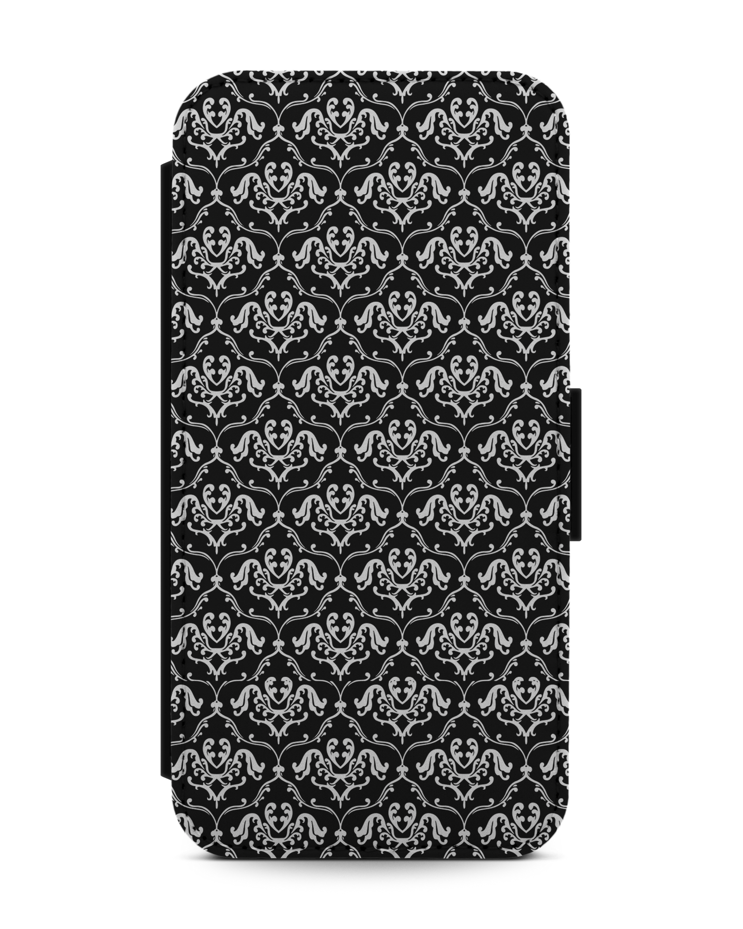 Black French Lillies Wallet Phone Case Apple iPhone 13 mini: Front View
