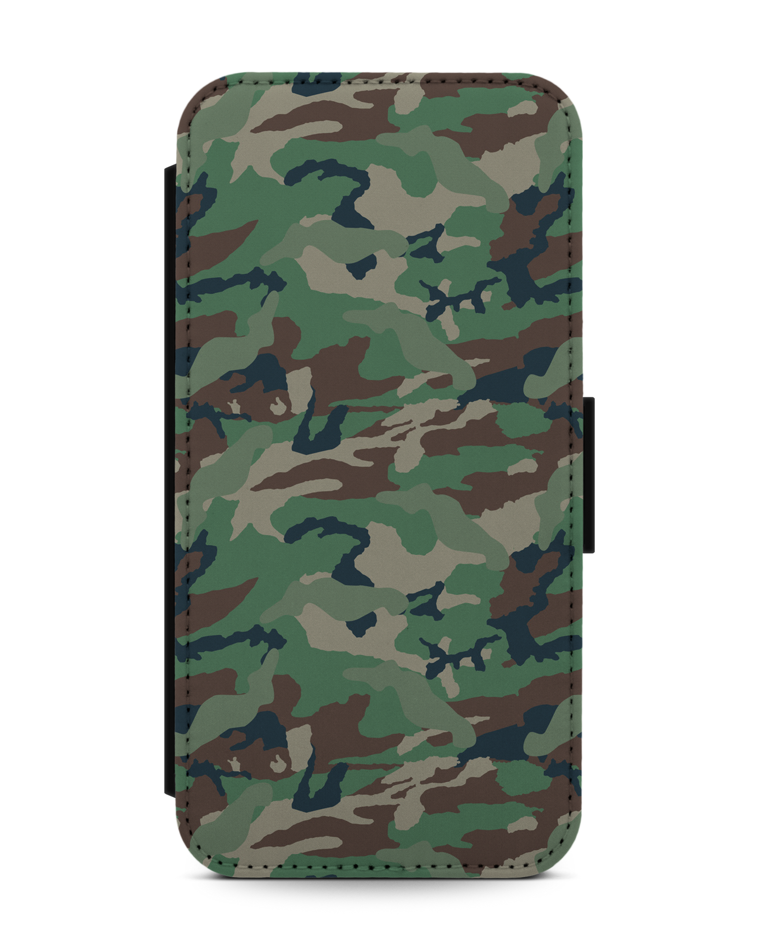 Green and Brown Camo Wallet Phone Case Apple iPhone 13 mini: Front View