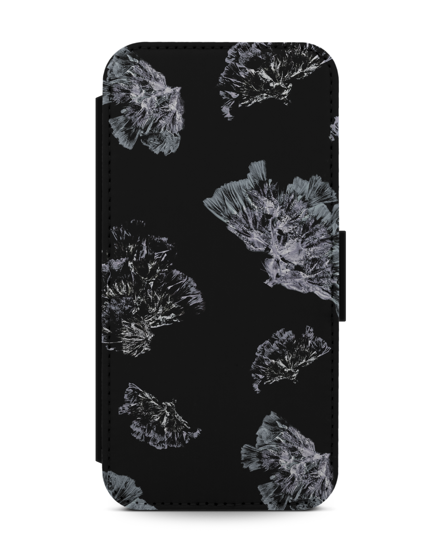 Silver Petals Wallet Phone Case Apple iPhone 13 mini: Front View