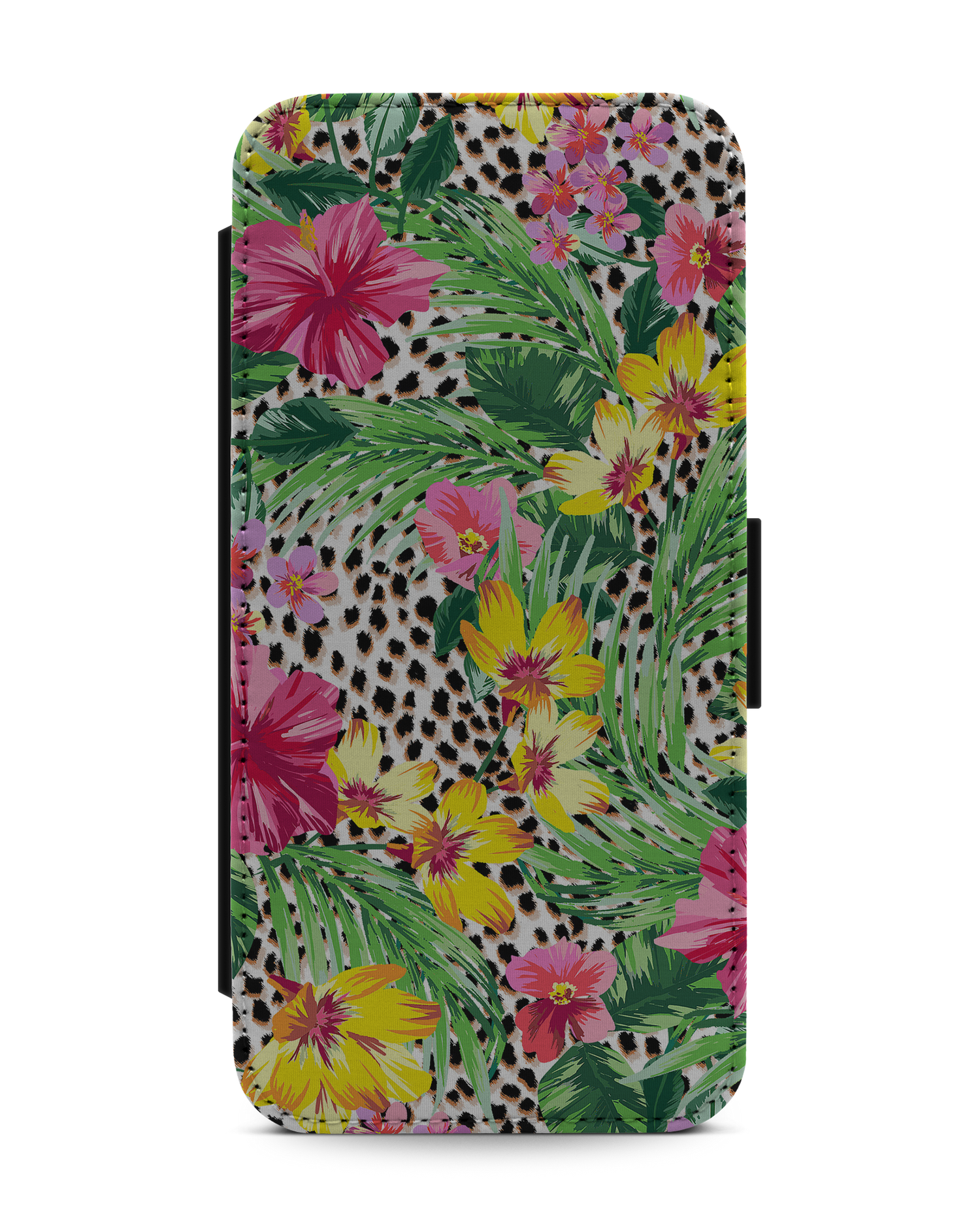 Tropical Cheetah Wallet Phone Case Apple iPhone 13 Pro Max: Front View