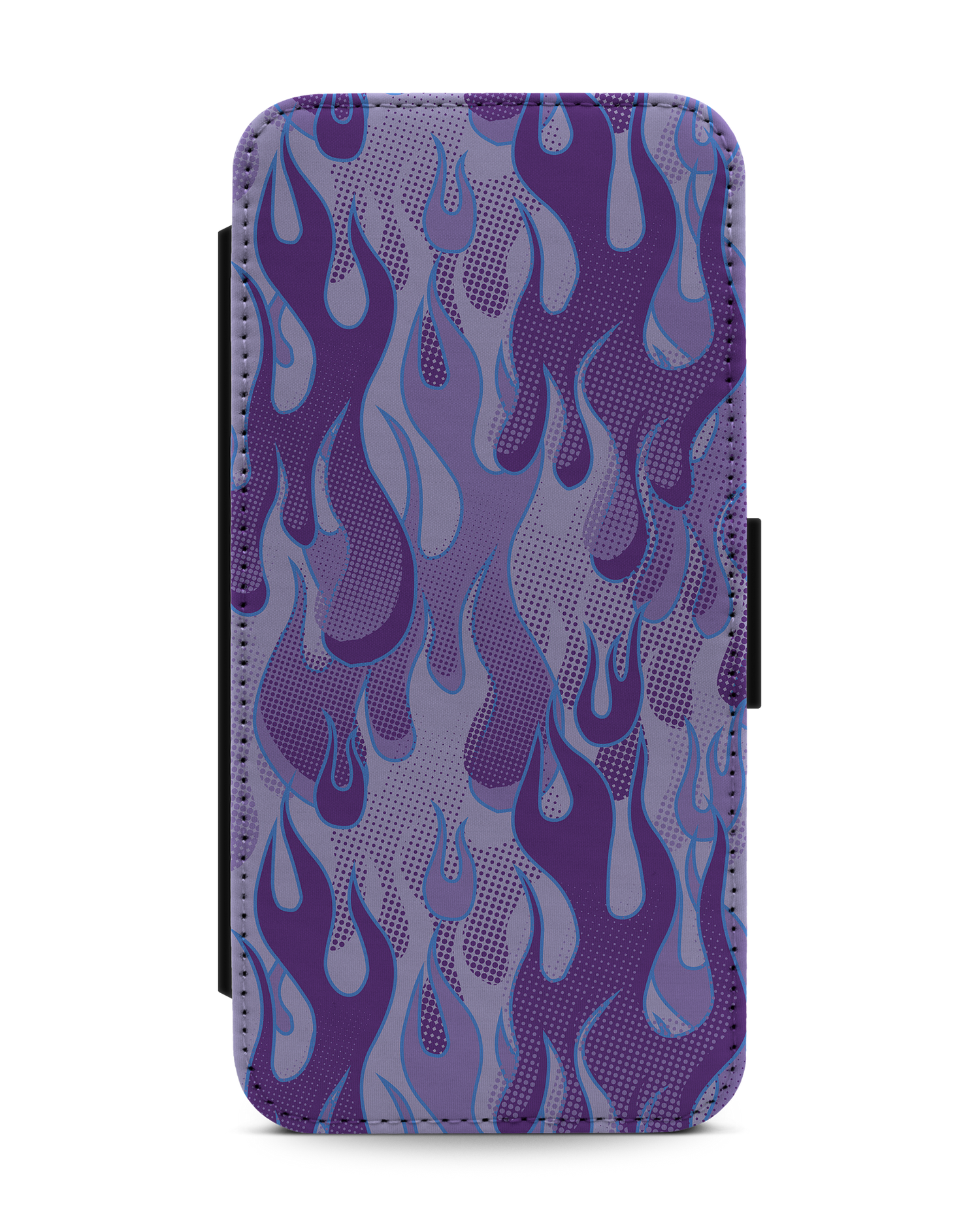 Purple Flames Wallet Phone Case Apple iPhone 13 Pro Max: Front View