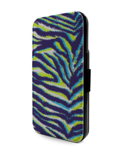 Neon Zebra Wallet Phone Case Apple iPhone 13