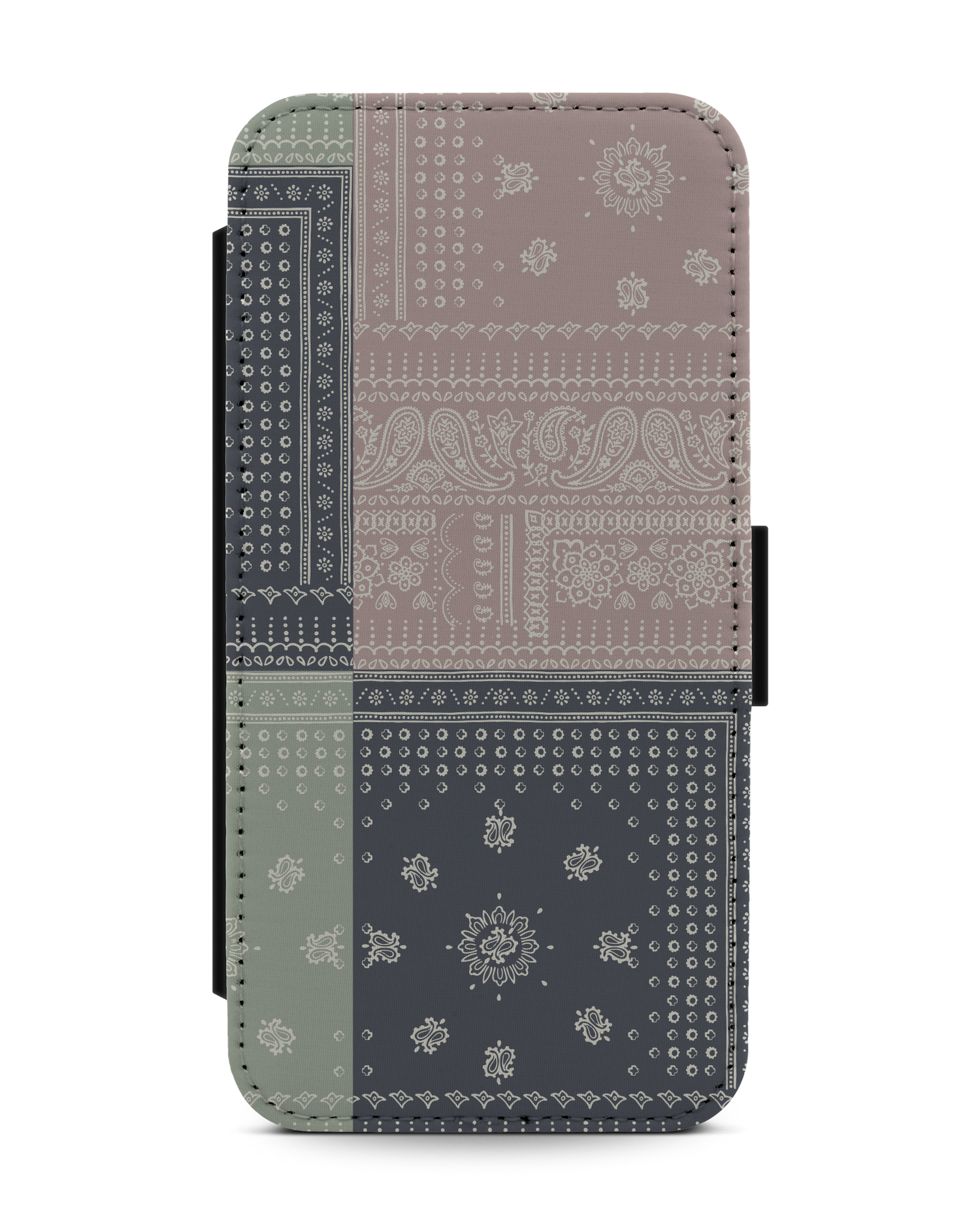 Bandana Patchwork Wallet Phone Case Apple iPhone 13: Front View