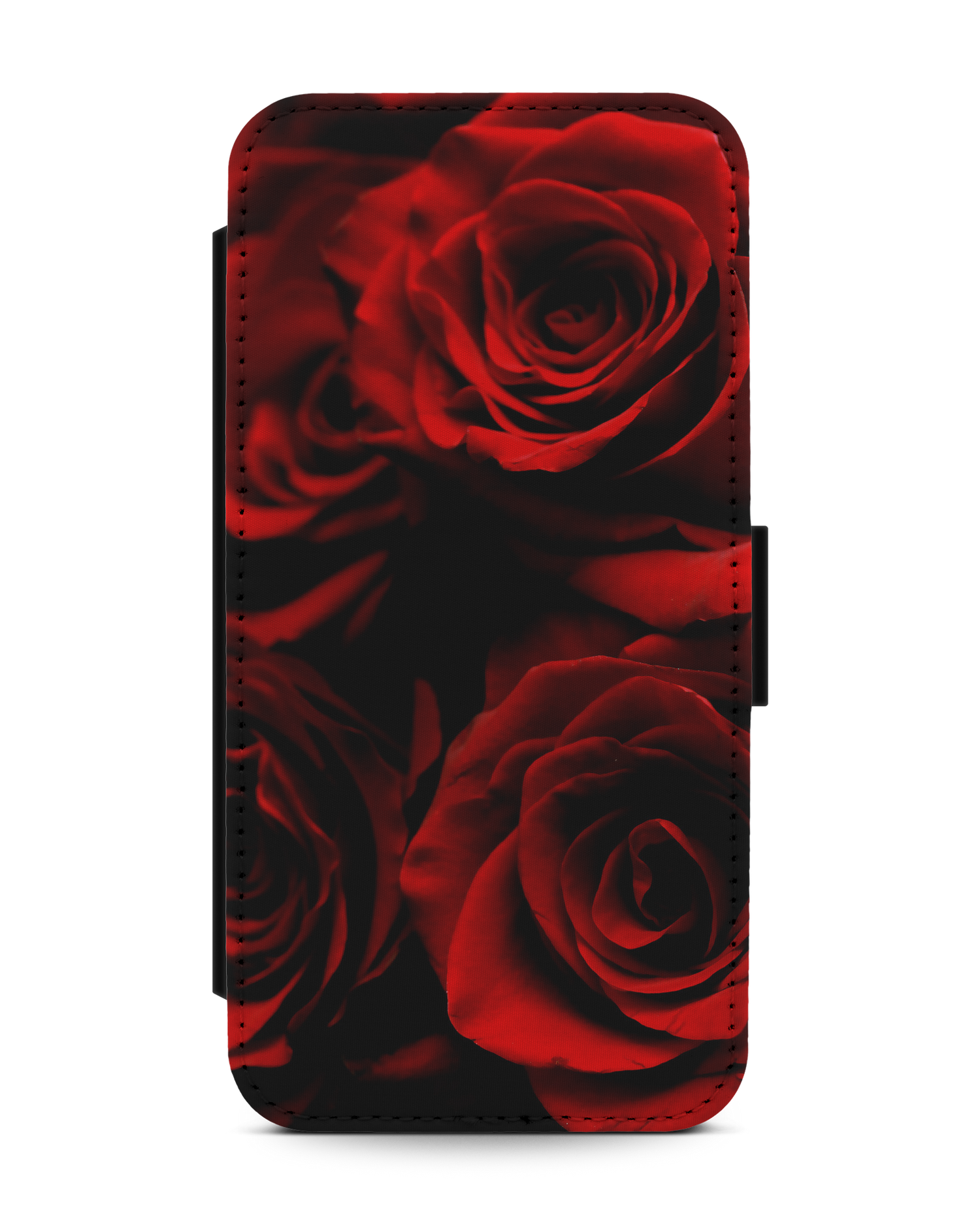 Red Roses Wallet Phone Case Apple iPhone 13: Front View