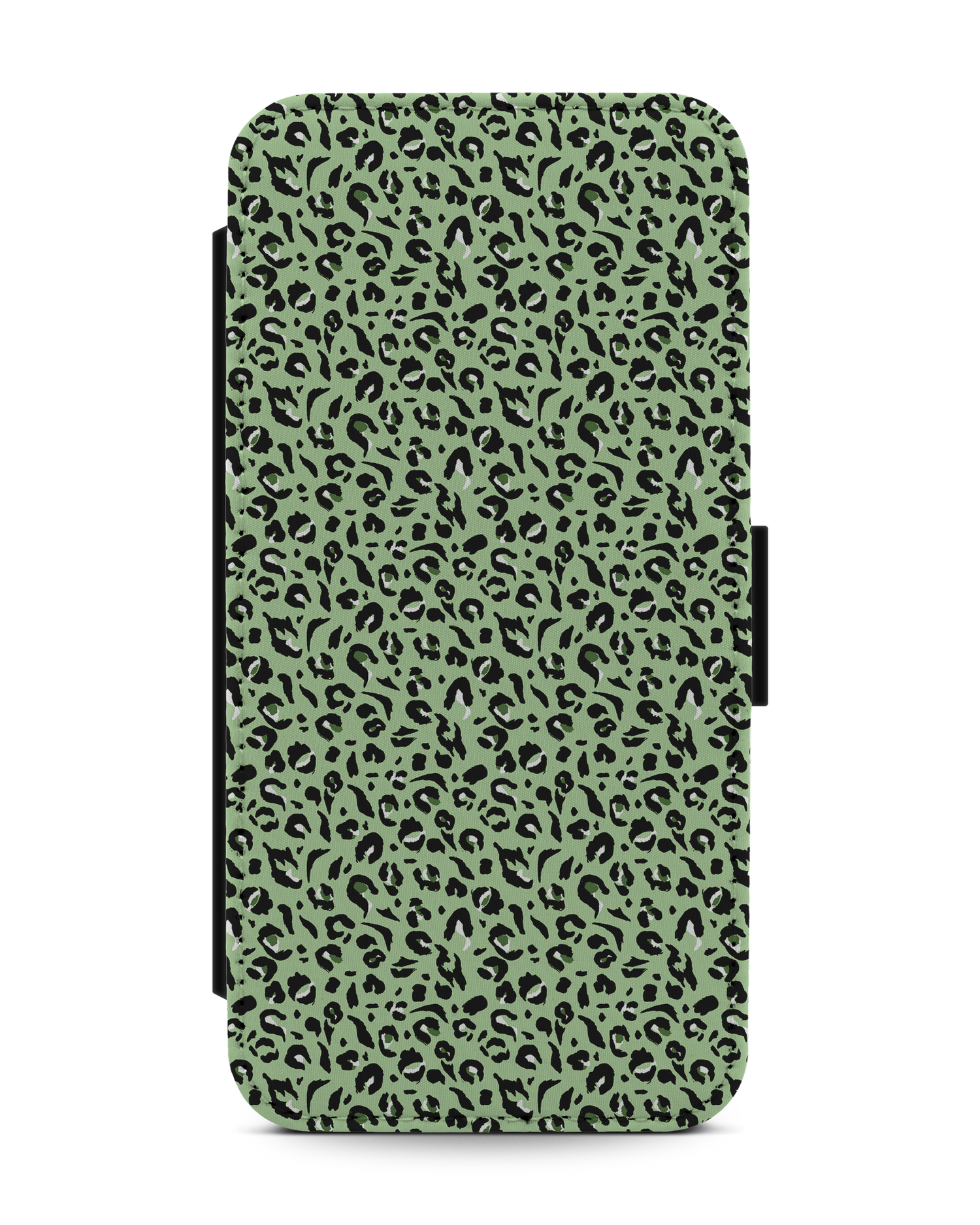 Mint Leopard Wallet Phone Case Apple iPhone 13: Front View