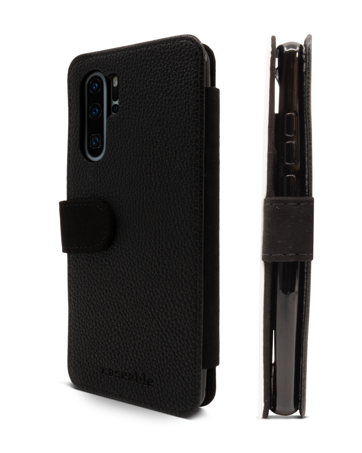 BLACK Wallet Phone Case Huawei P30 Pro: Side View