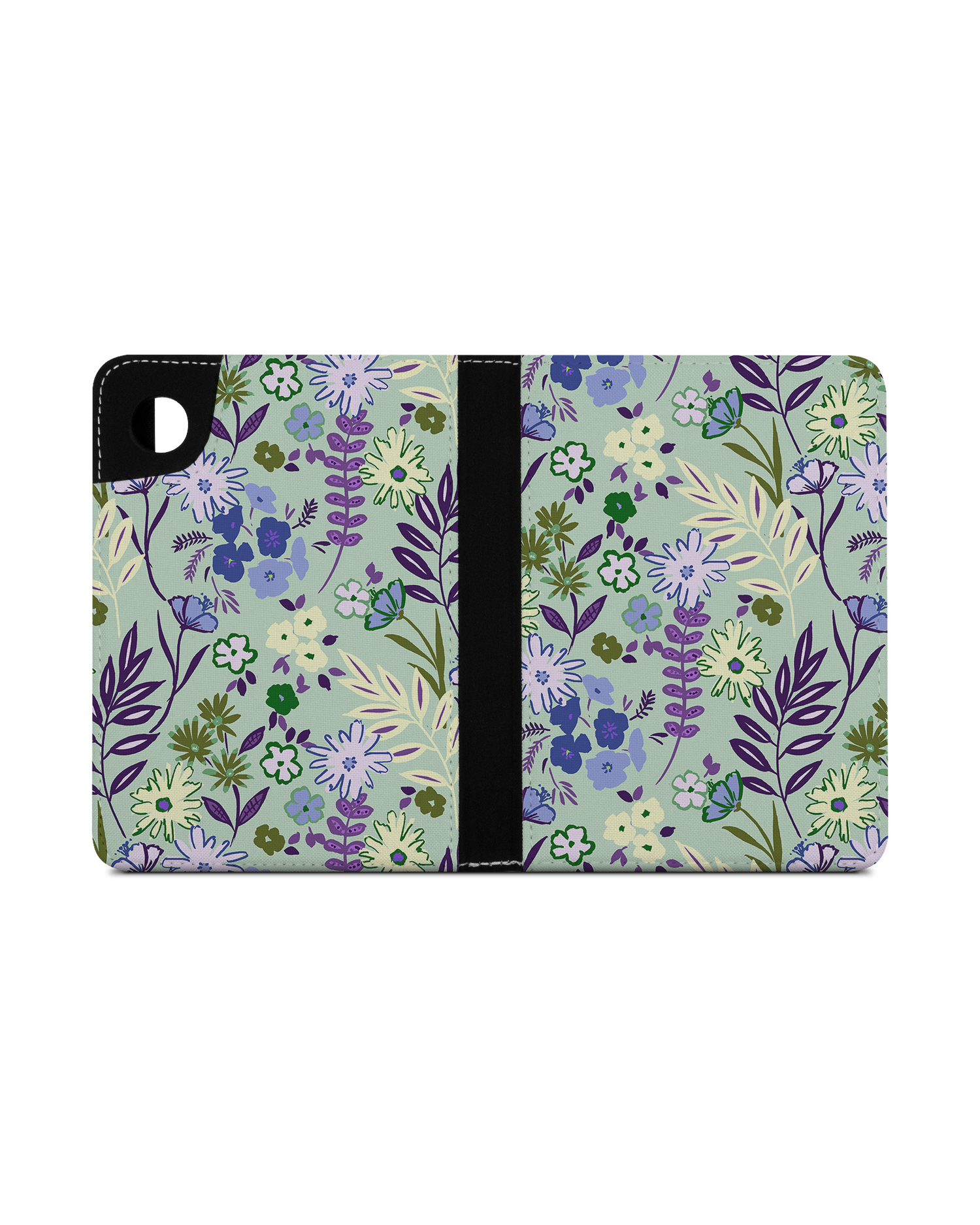 Pretty Purple Flowers eReader Case for tolino shine 4 (2022): Opened exterior view
