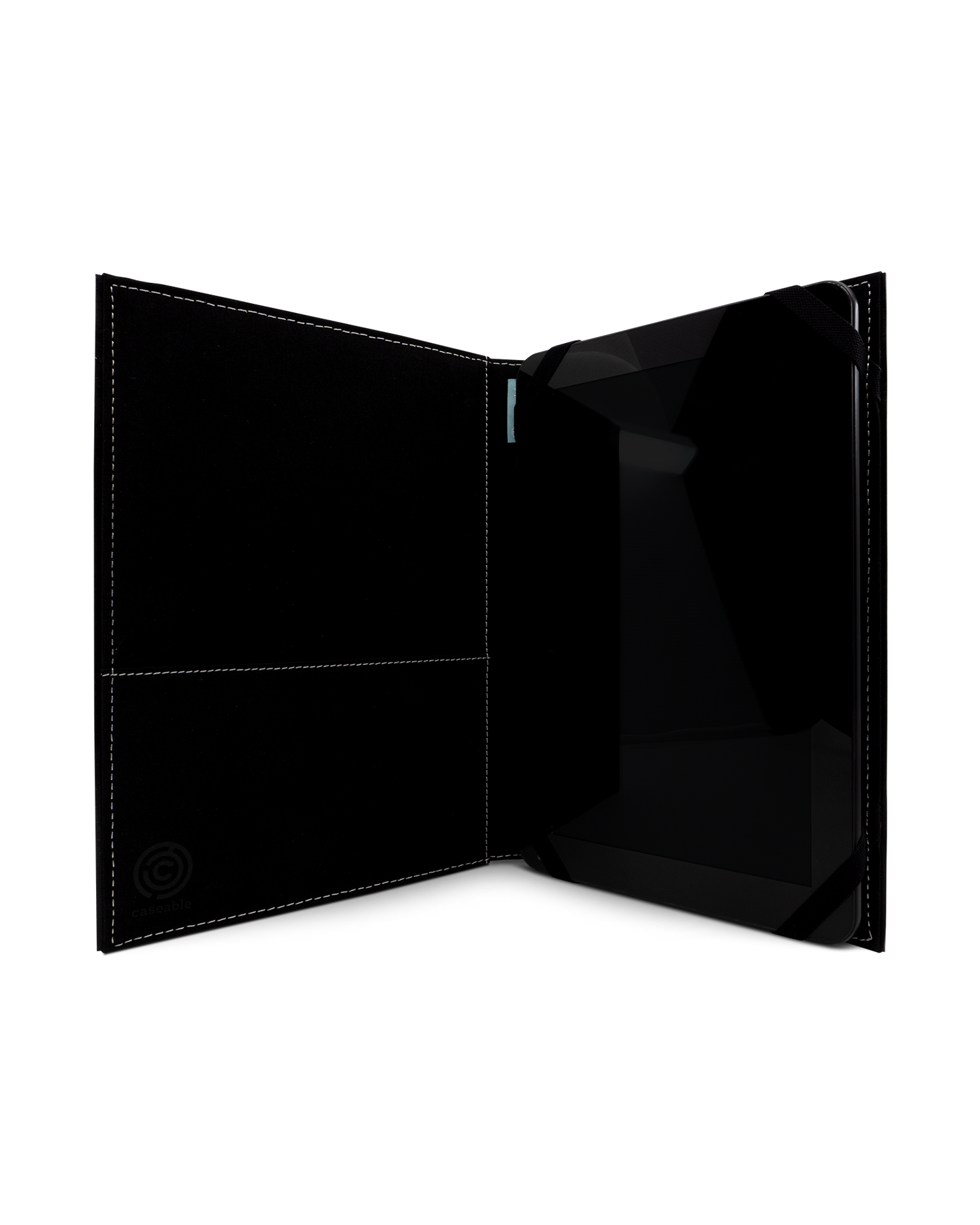 Black and White Tablet Case M: Opened interior view