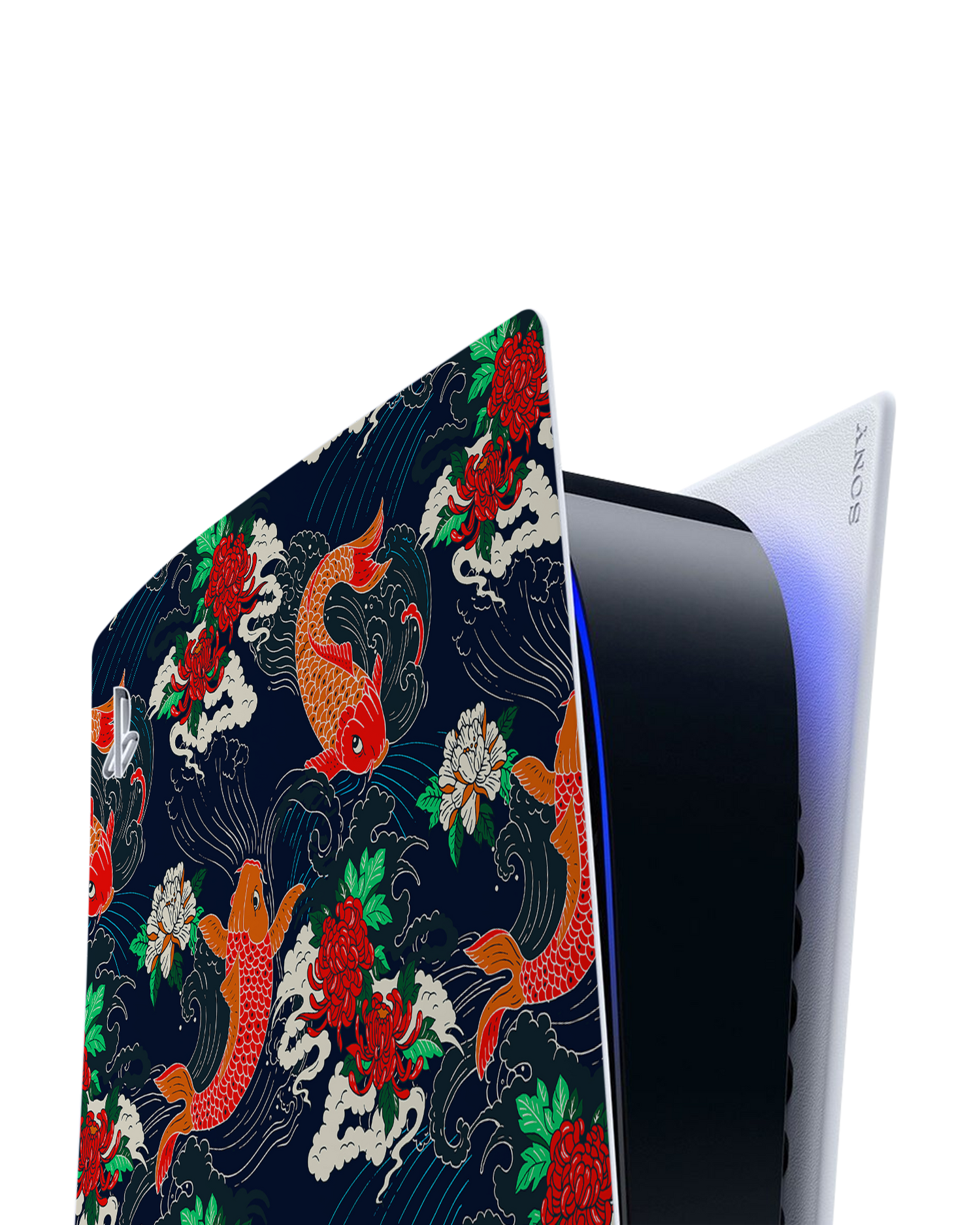 Repeating Koi Console Skin for Sony PlayStation 5 Digital Edition: Detail shot