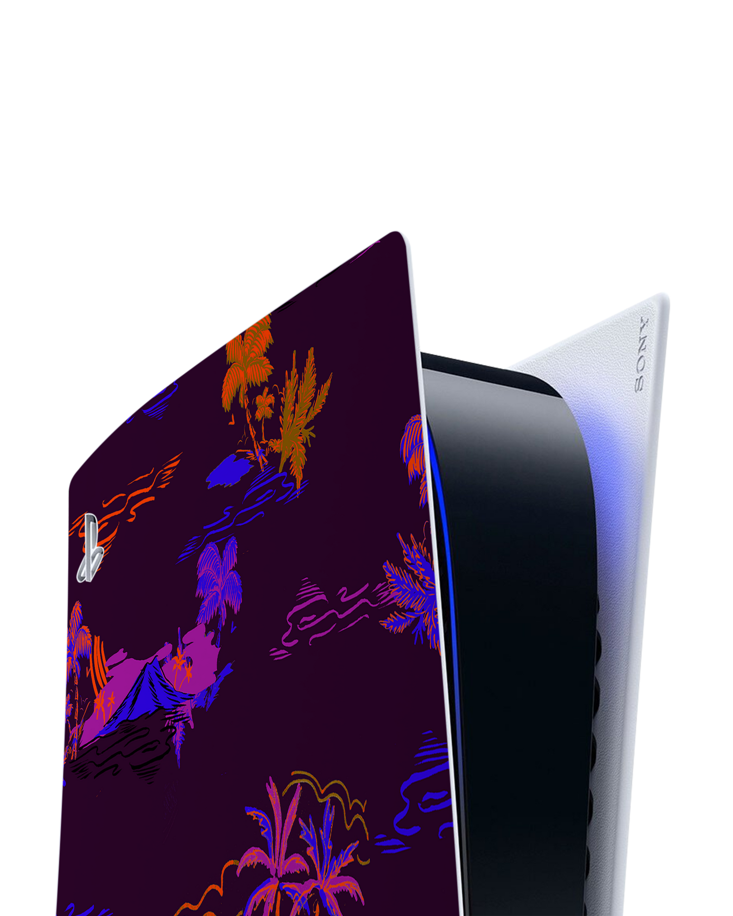 Neon Aloha Console Skin for Sony PlayStation 5 Digital Edition: Detail shot