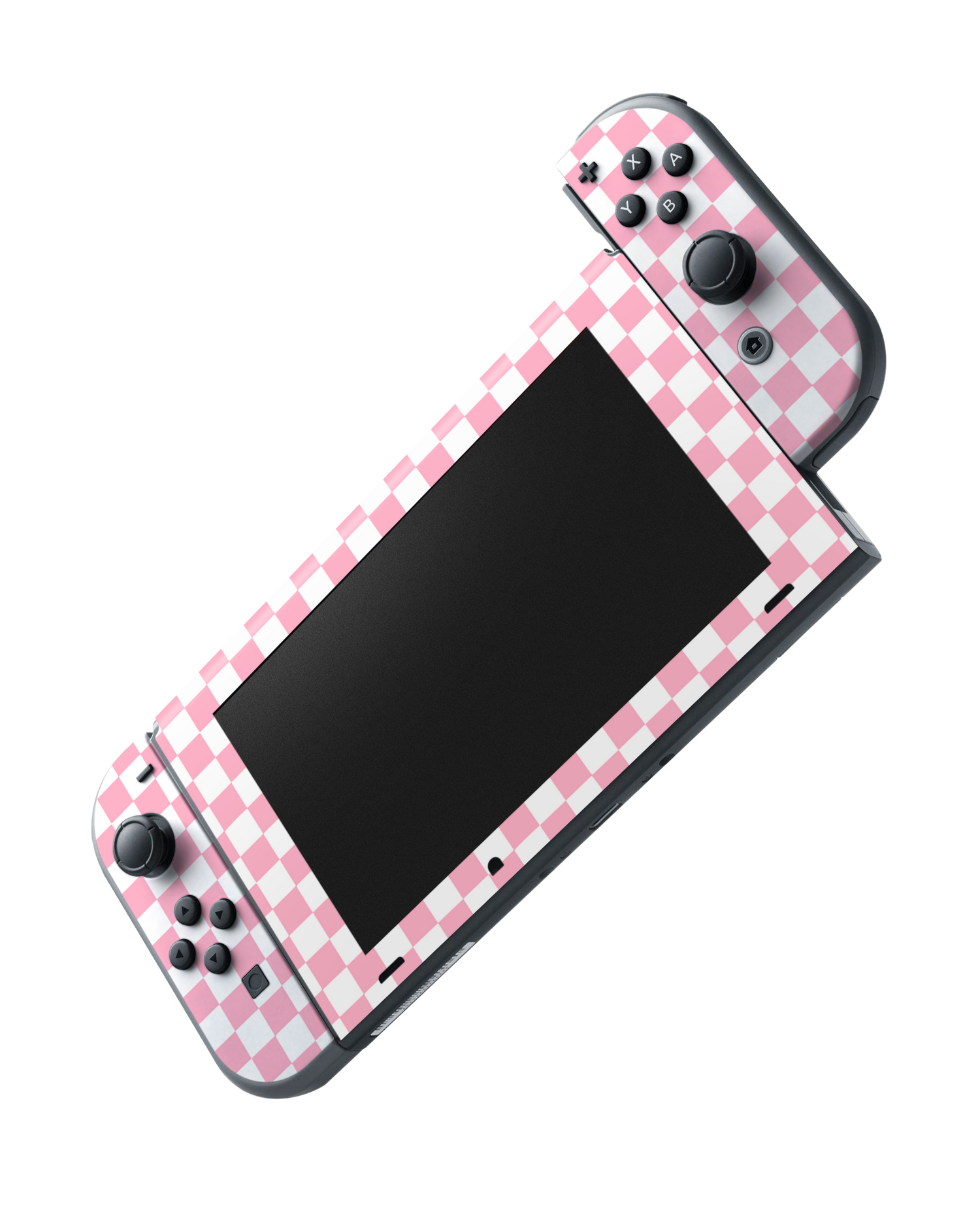 Pink Checkerboard Console Skin for Nintendo Switch: Joy-Con removing 