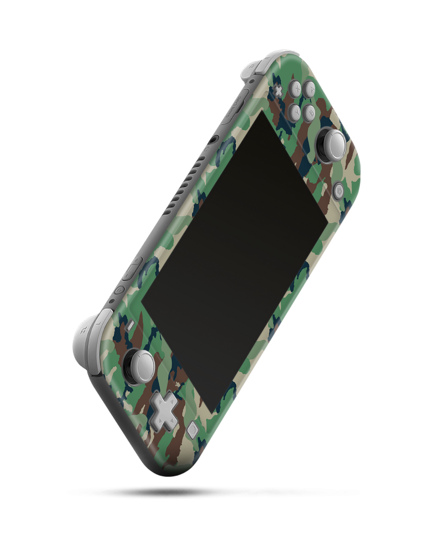 Green and Brown Camo Console Skin for Nintendo Switch Lite: Side view