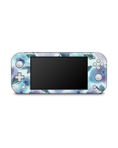 Watercolour Flowers Blue Console Skin for Nintendo Switch Lite: Front view