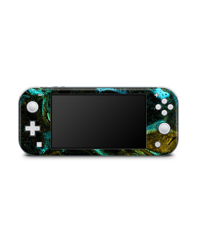 Mint Gold Marble Sparkle Console Skin for Nintendo Switch Lite: Front view