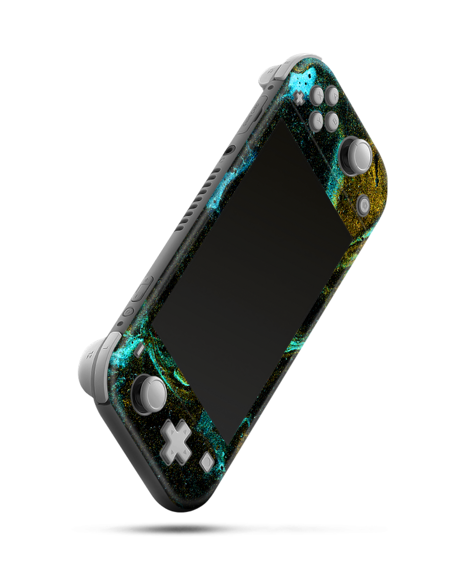 Mint Gold Marble Sparkle Console Skin for Nintendo Switch Lite: Side view