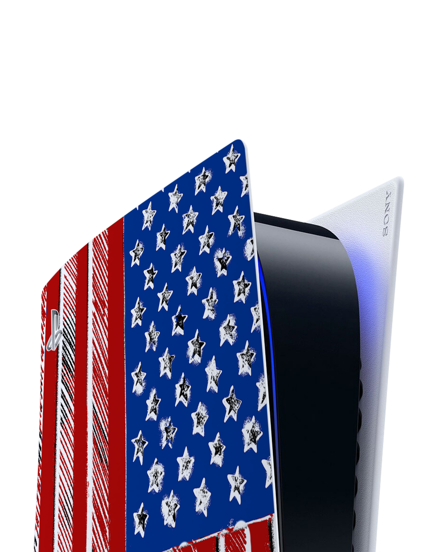 American Flag Color Console Skin for Sony PlayStation 5: Detail shot