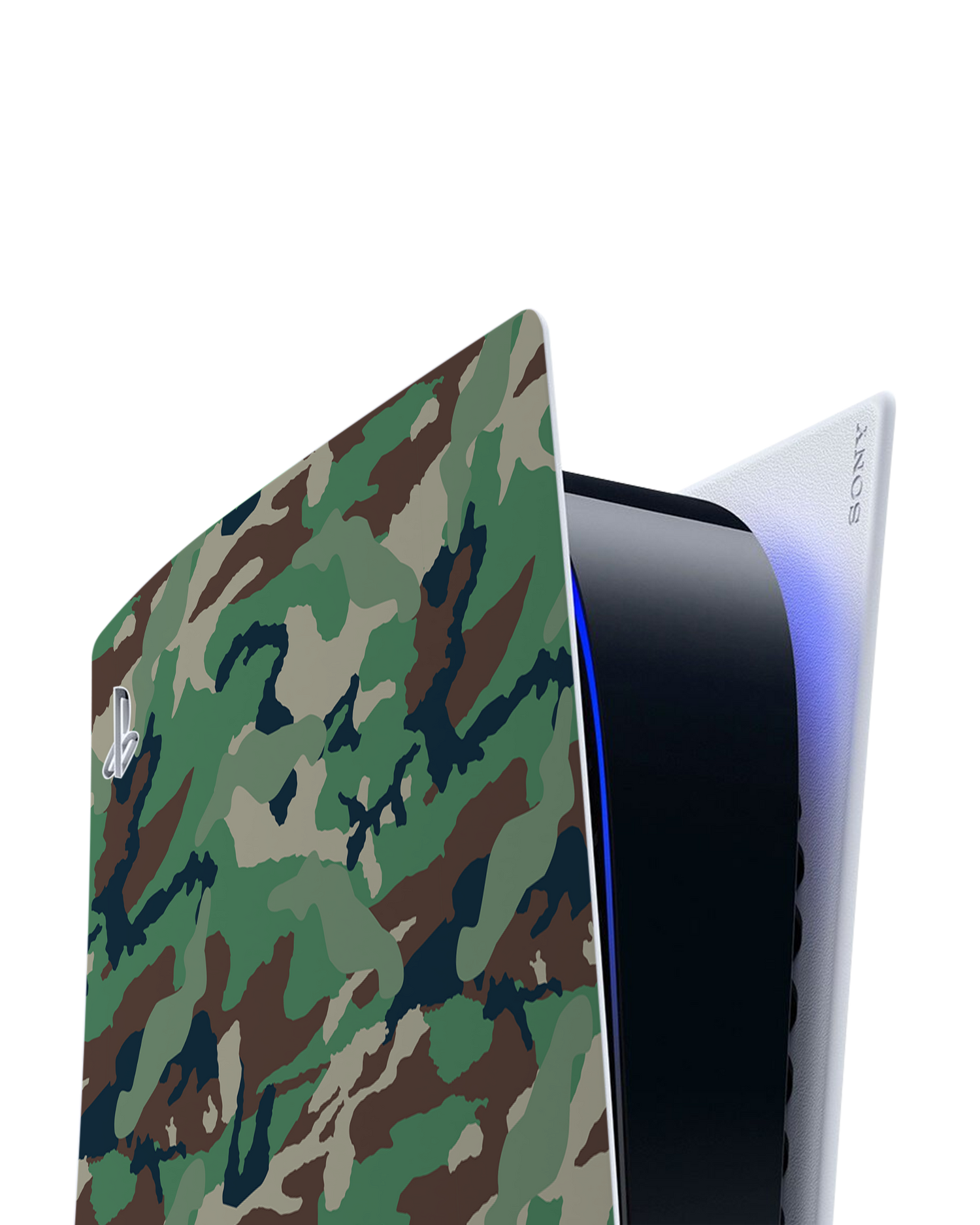 Green and Brown Camo Console Skin for Sony PlayStation 5: Detail shot