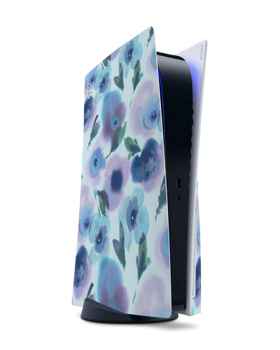 Watercolour Flowers Blue Console Skin for Sony PlayStation 5