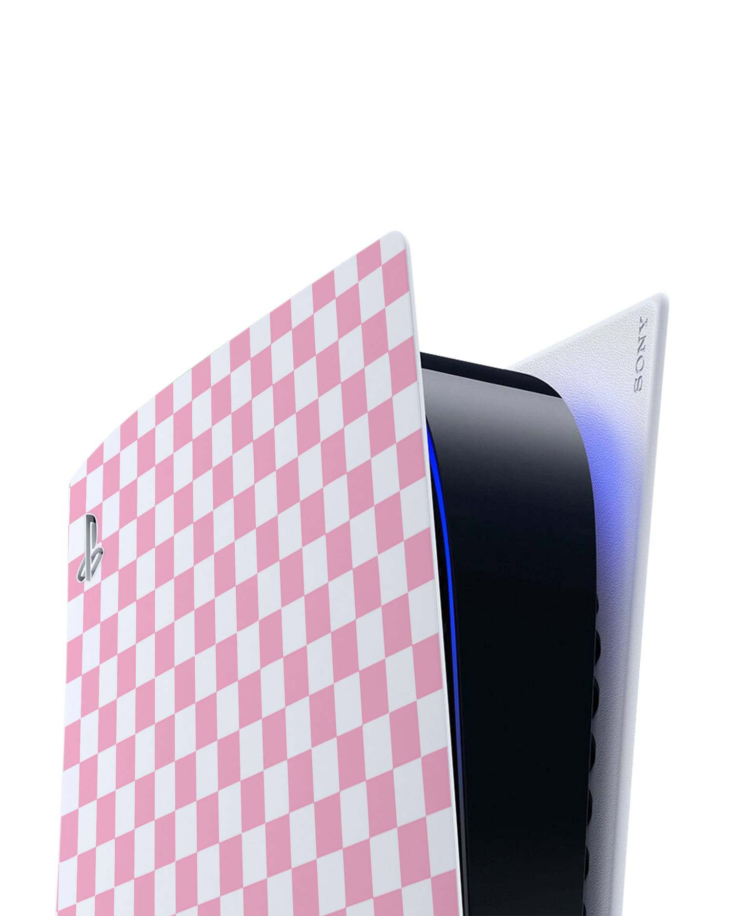 Pink Checkerboard Console Skin for Sony PlayStation 5: Detail shot