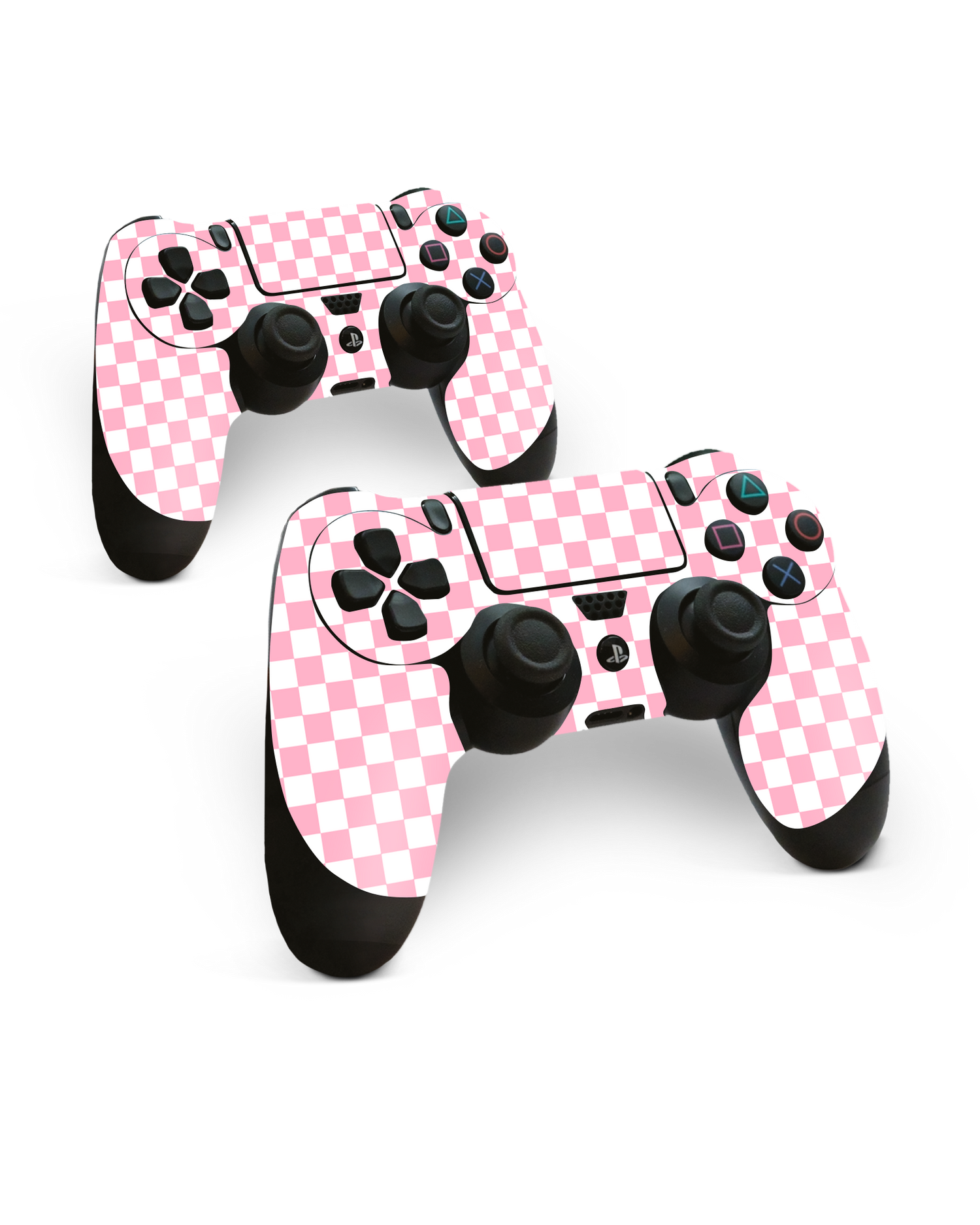 Pink Checkerboard Console Skin for Sony PlayStation 4 Controller: Side View