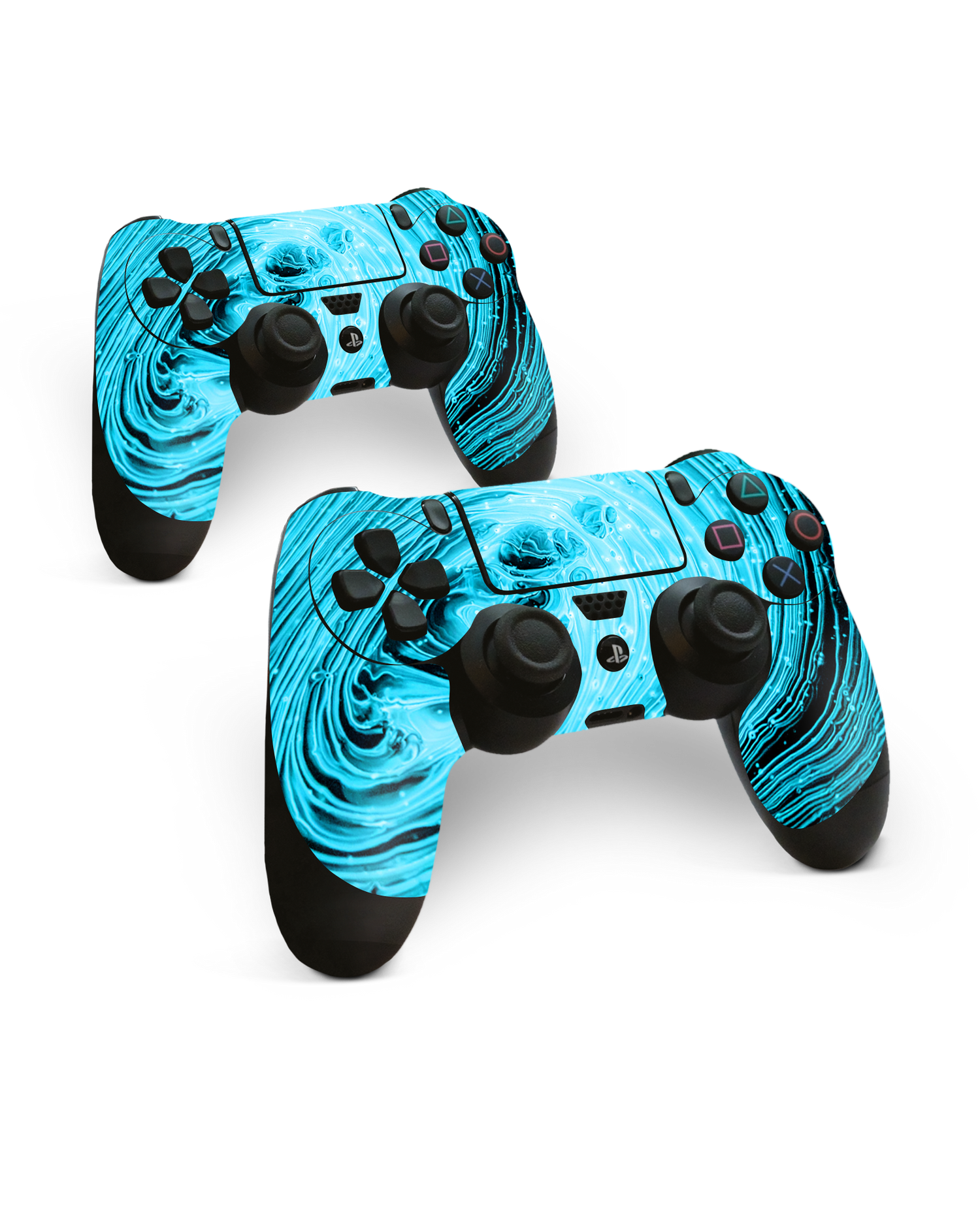 Turquoise Ripples Console Skin for Sony PlayStation 4 Controller: Side View
