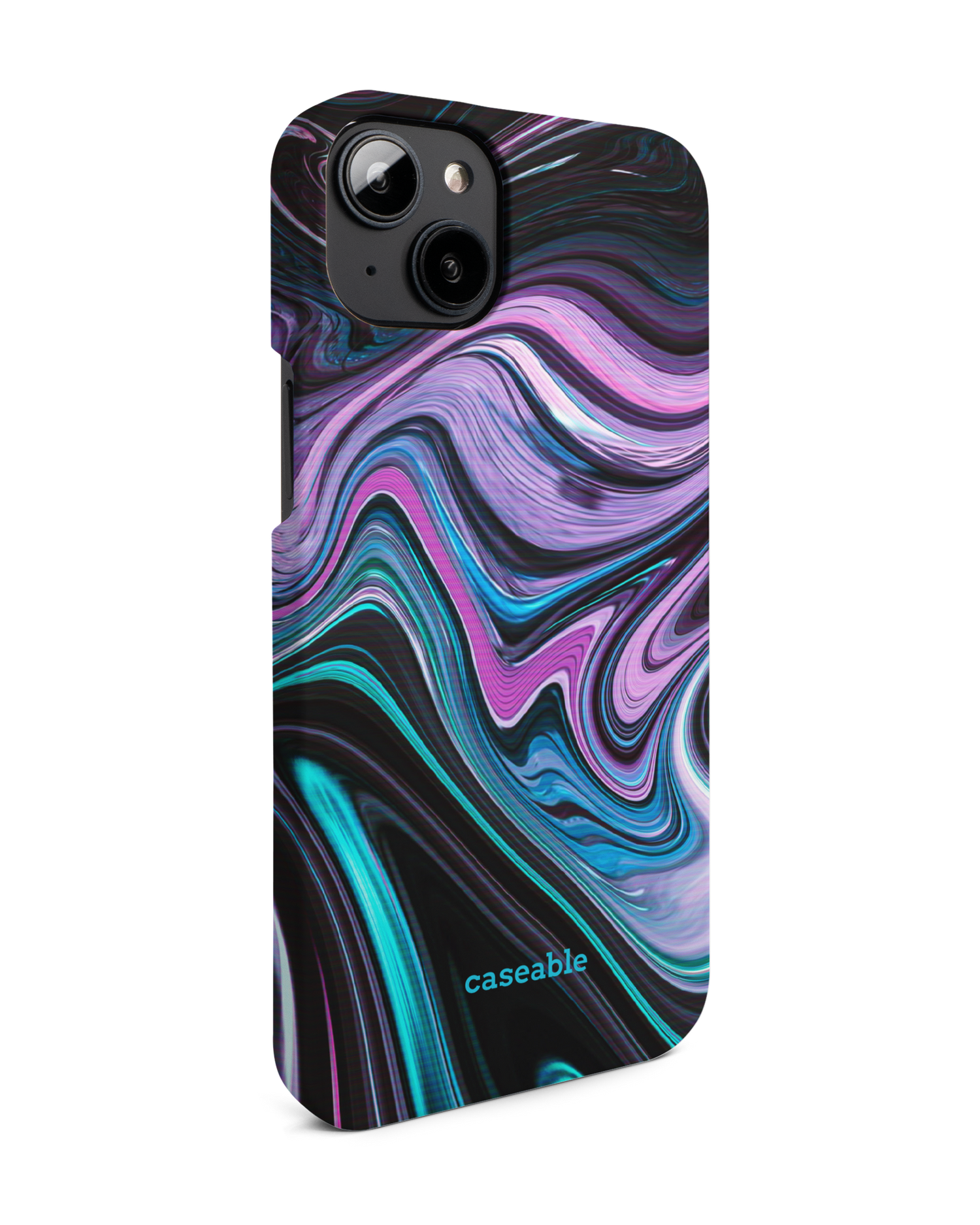 Digital Swirl Hard Shell Phone Case for Apple iPhone 14 Plus: View from the left side