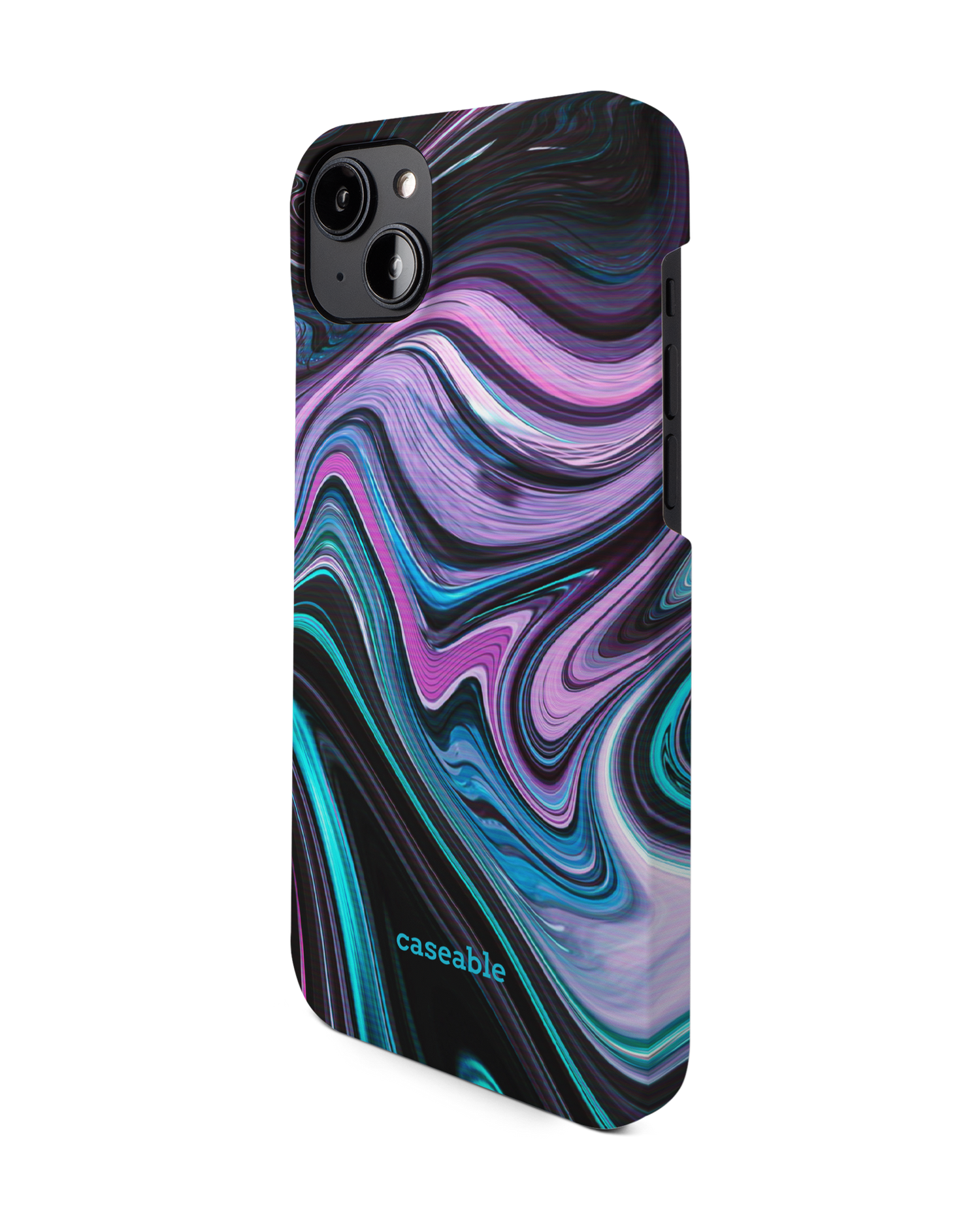 Digital Swirl Hard Shell Phone Case for Apple iPhone 14 Plus: View from the right side
