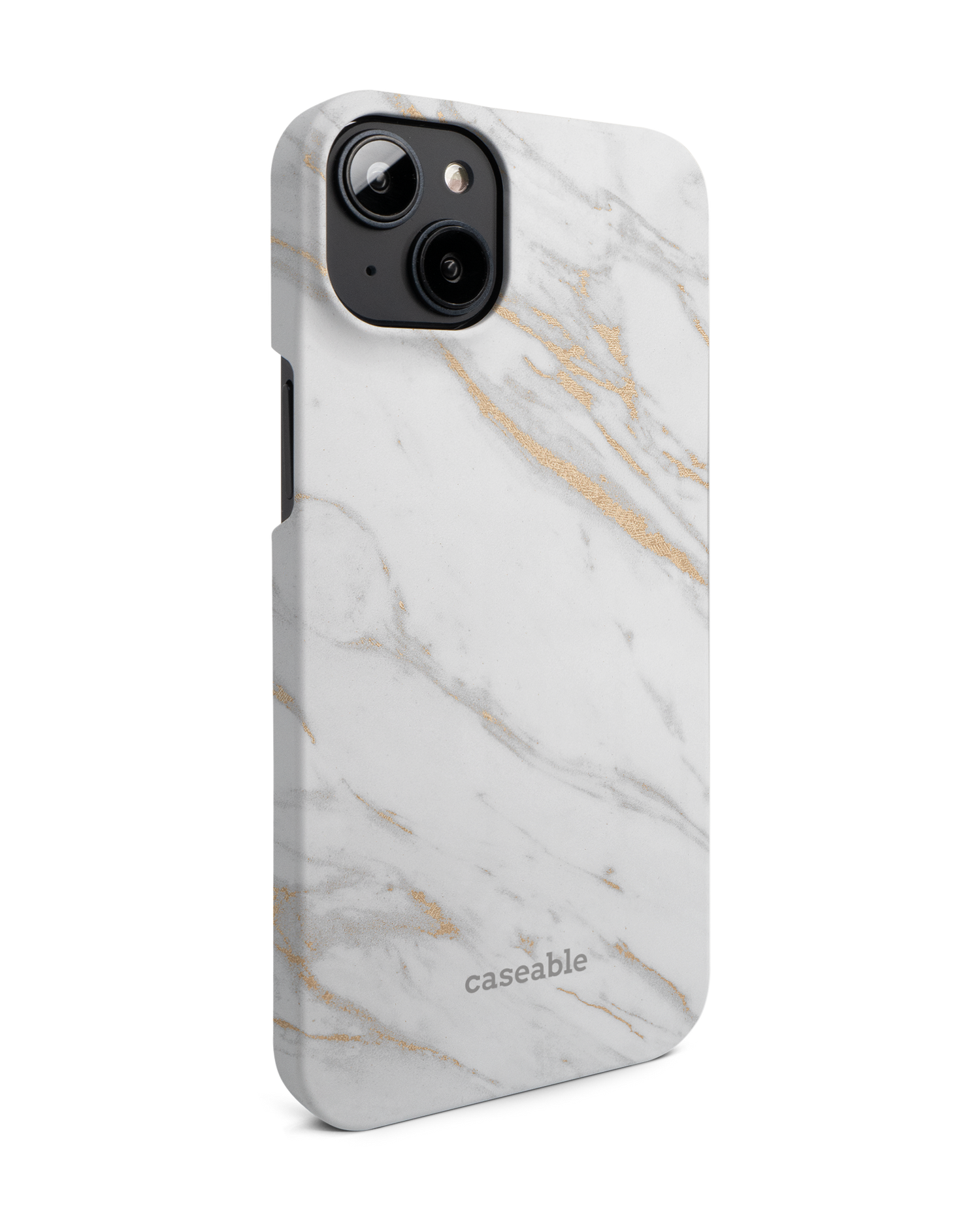 Gold Marble Elegance Hard Shell Phone Case for Apple iPhone 14 Plus: View from the left side