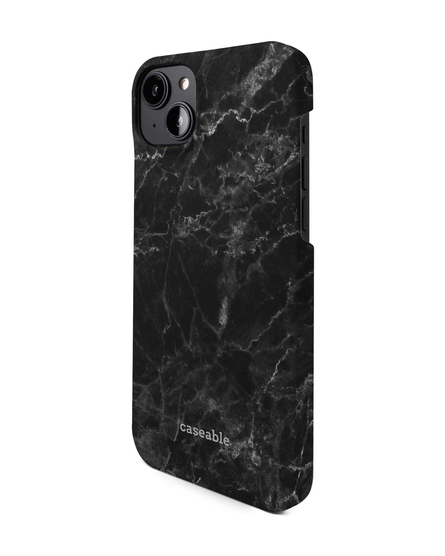 Midnight Marble Hard Shell Phone Case for Apple iPhone 14 Plus: View from the right side
