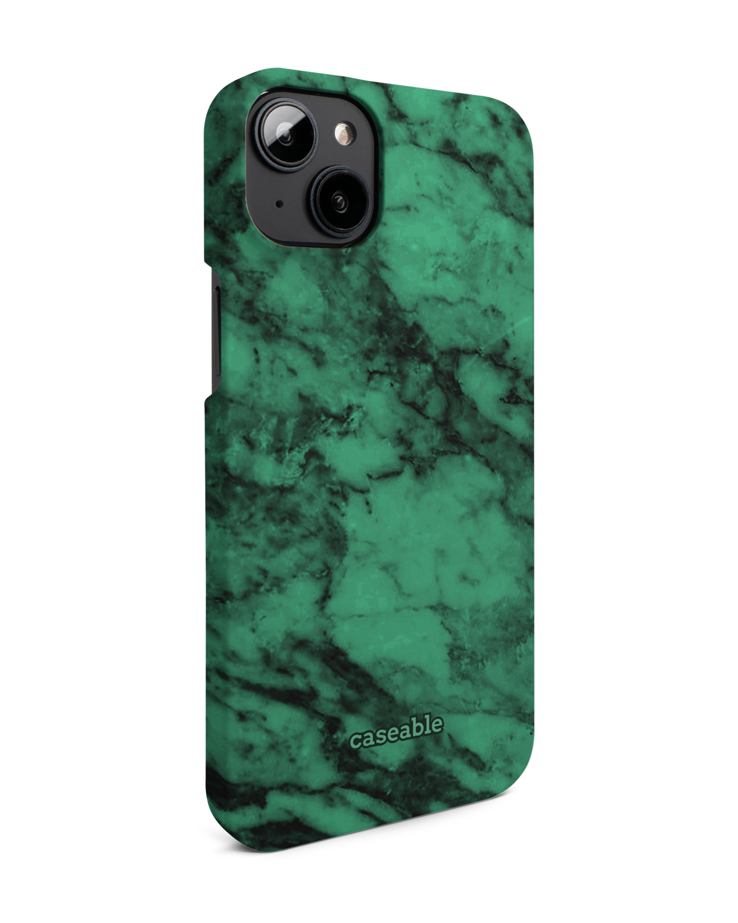 Green Marble Hard Shell Phone Case for Apple iPhone 14 Plus: View from the left side