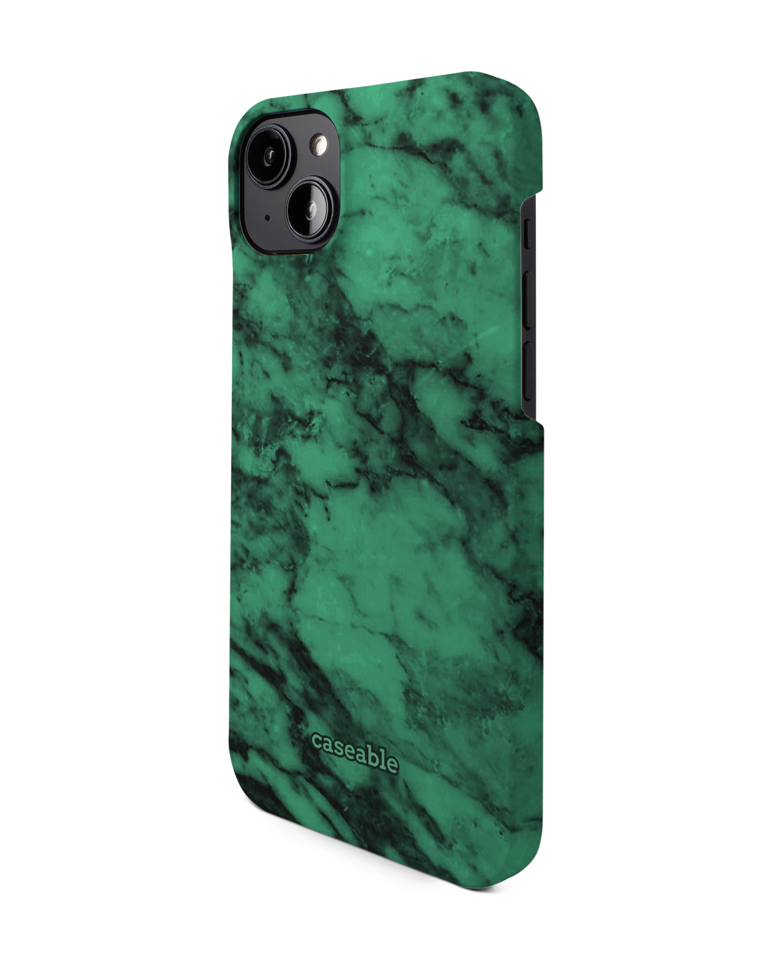 Green Marble Hard Shell Phone Case for Apple iPhone 14 Plus: View from the right side