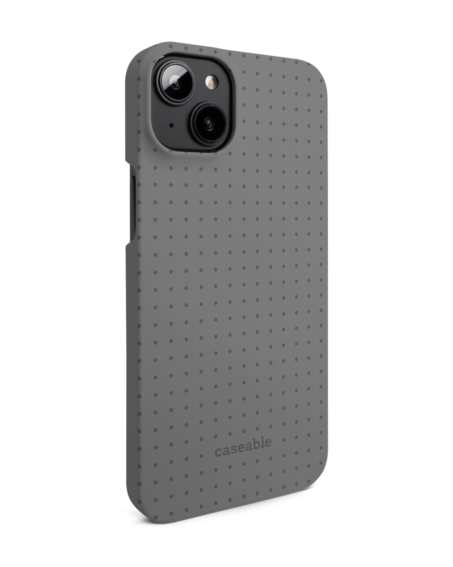 Dot Grid Grey Hard Shell Phone Case for Apple iPhone 14 Plus: View from the left side