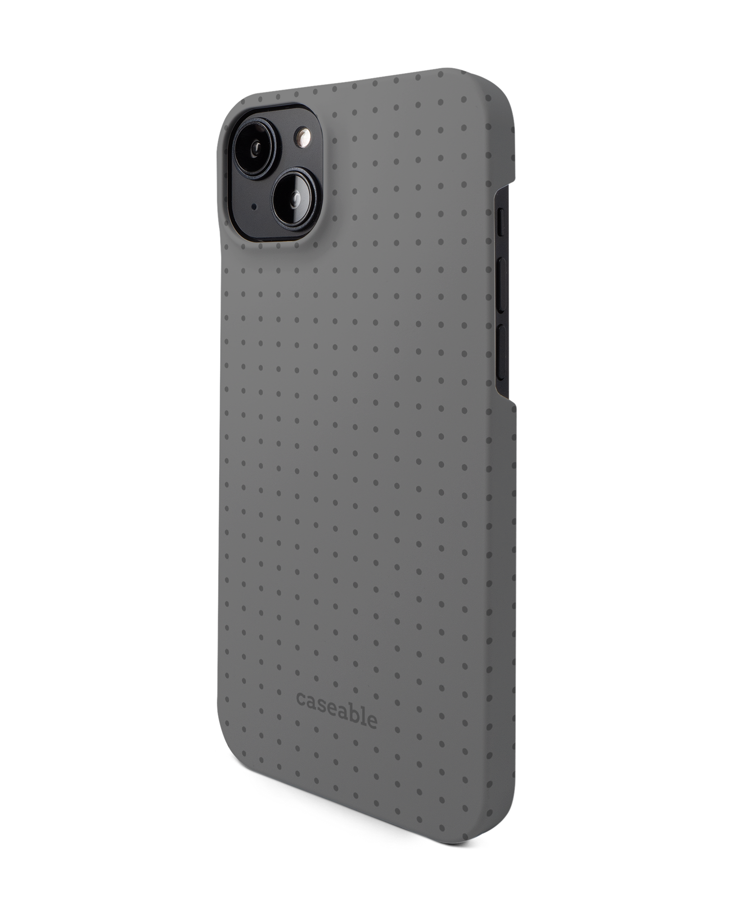 Dot Grid Grey Hard Shell Phone Case for Apple iPhone 14 Plus: View from the right side