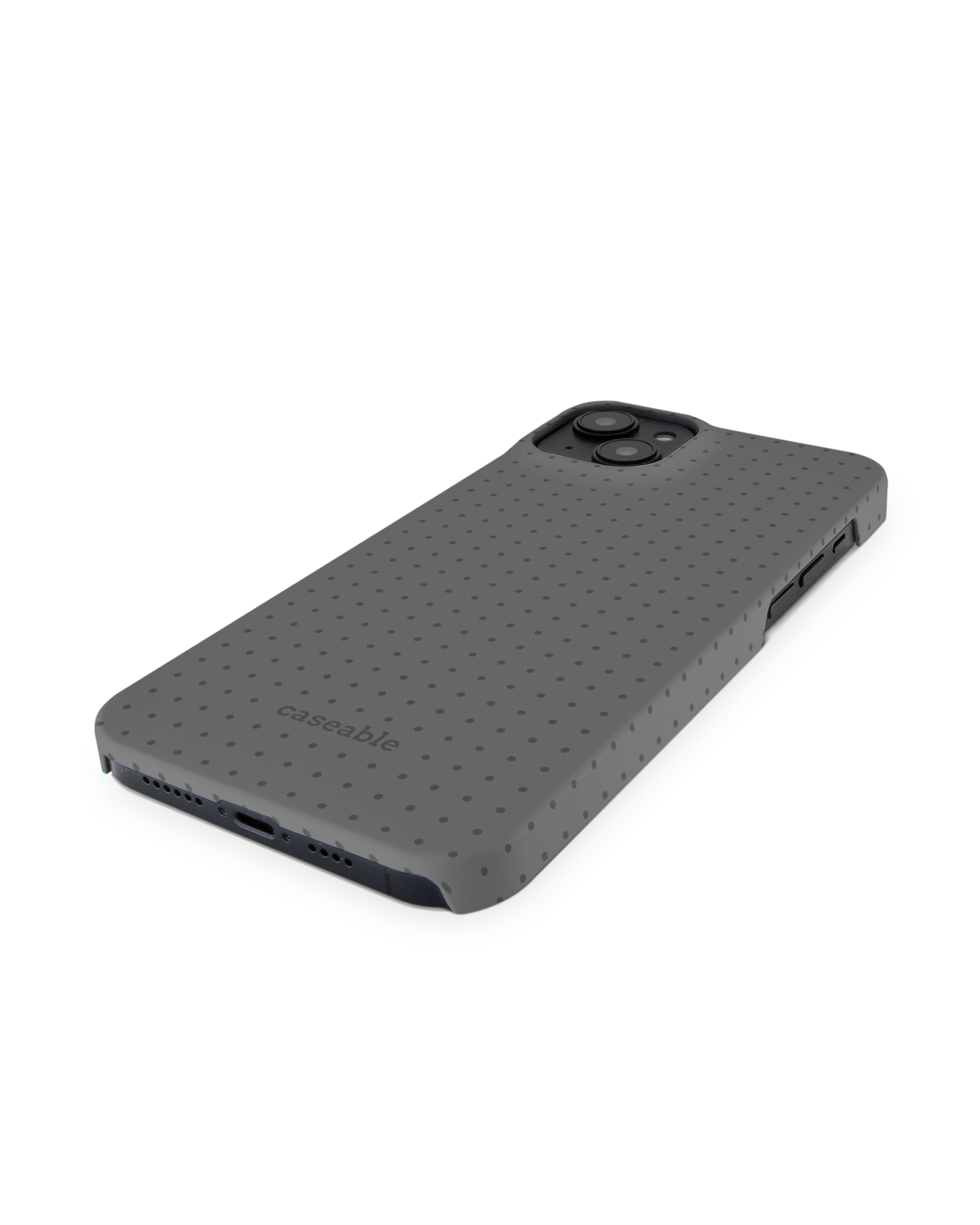 Dot Grid Grey Hard Shell Phone Case for Apple iPhone 14 Plus: Perspective view