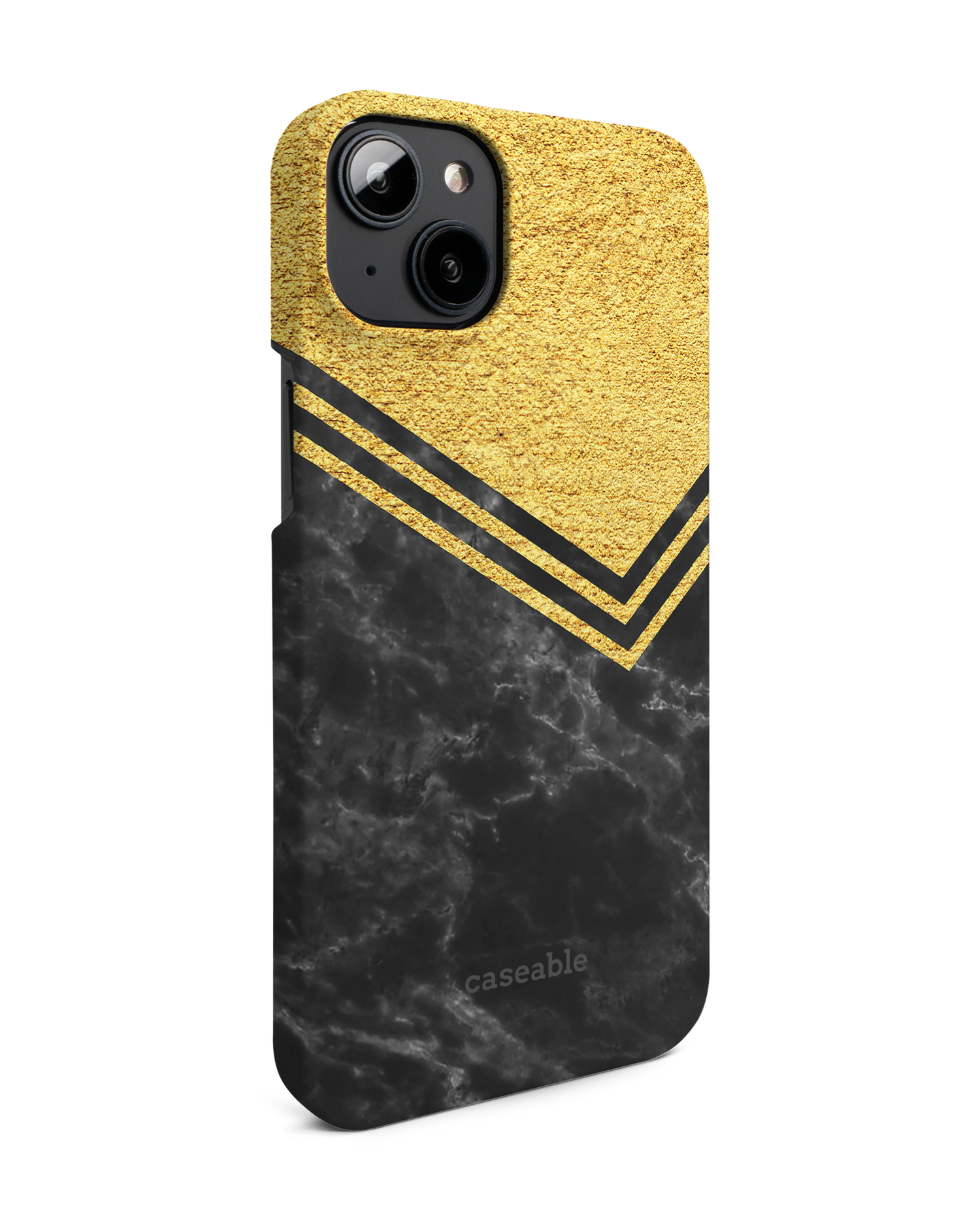 Gold Marble Hard Shell Phone Case for Apple iPhone 14 Plus: View from the left side