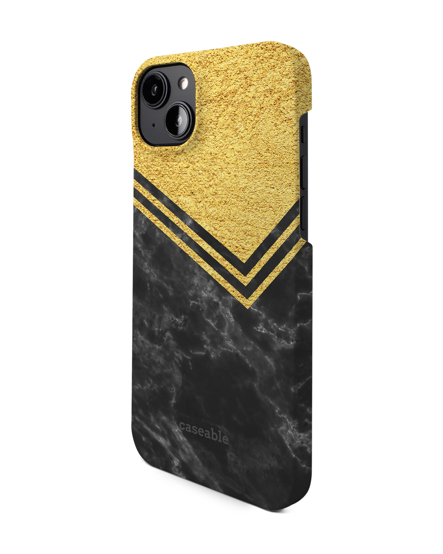 Gold Marble Hard Shell Phone Case for Apple iPhone 14 Plus: View from the right side
