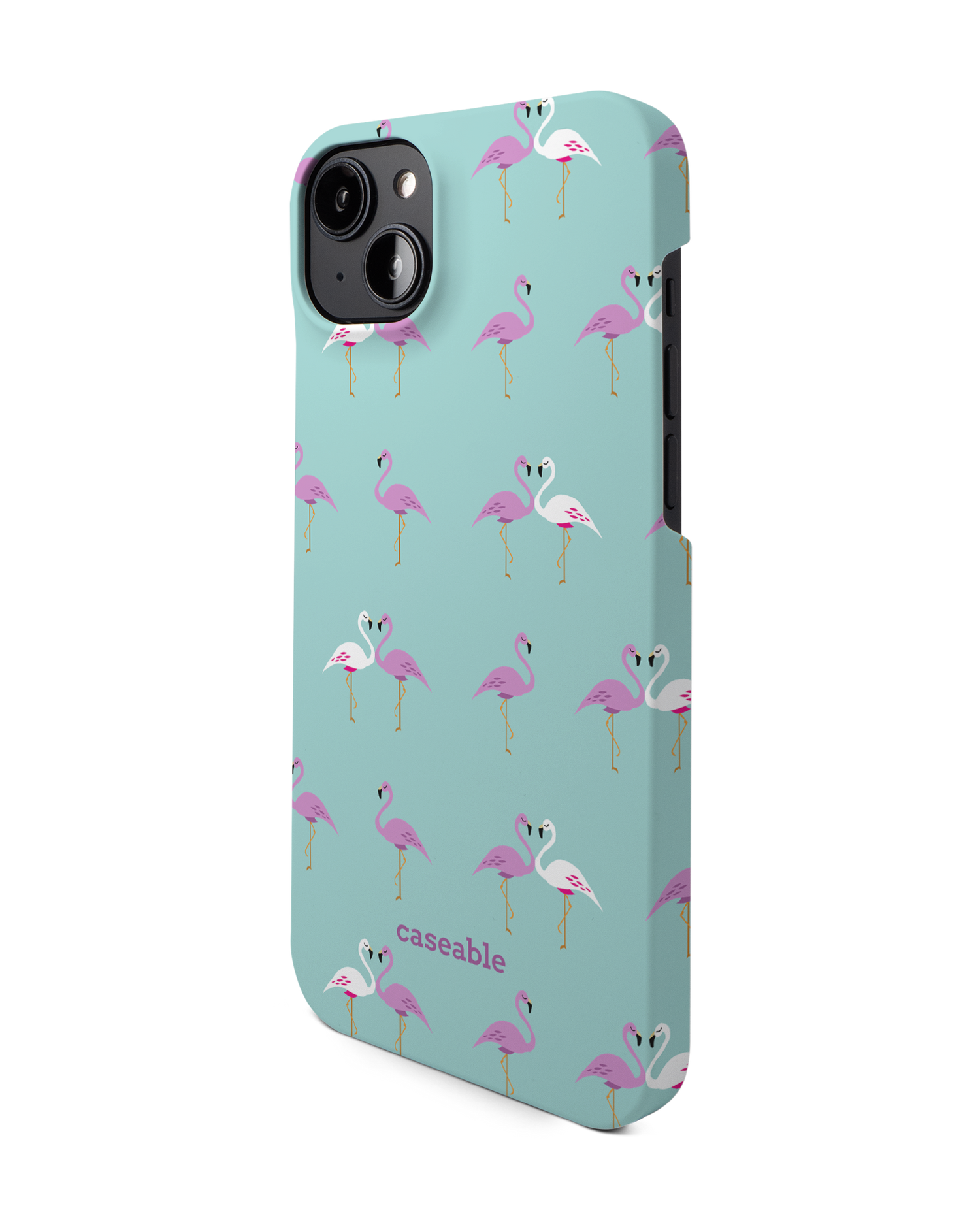 Two Flamingos Hard Shell Phone Case for Apple iPhone 14 Plus: View from the right side