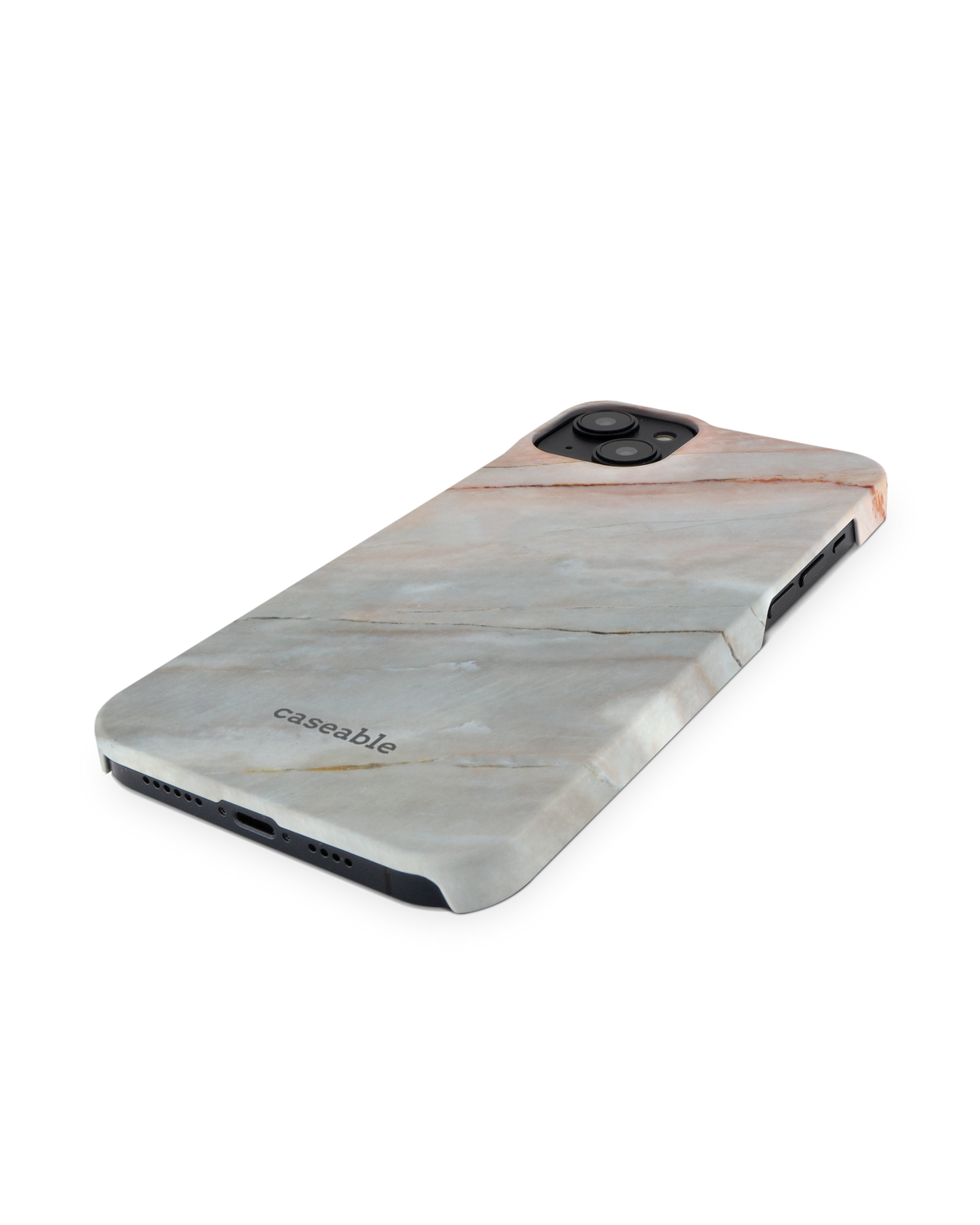 Mother of Pearl Marble Hard Shell Phone Case for Apple iPhone 14 Plus: Perspective view