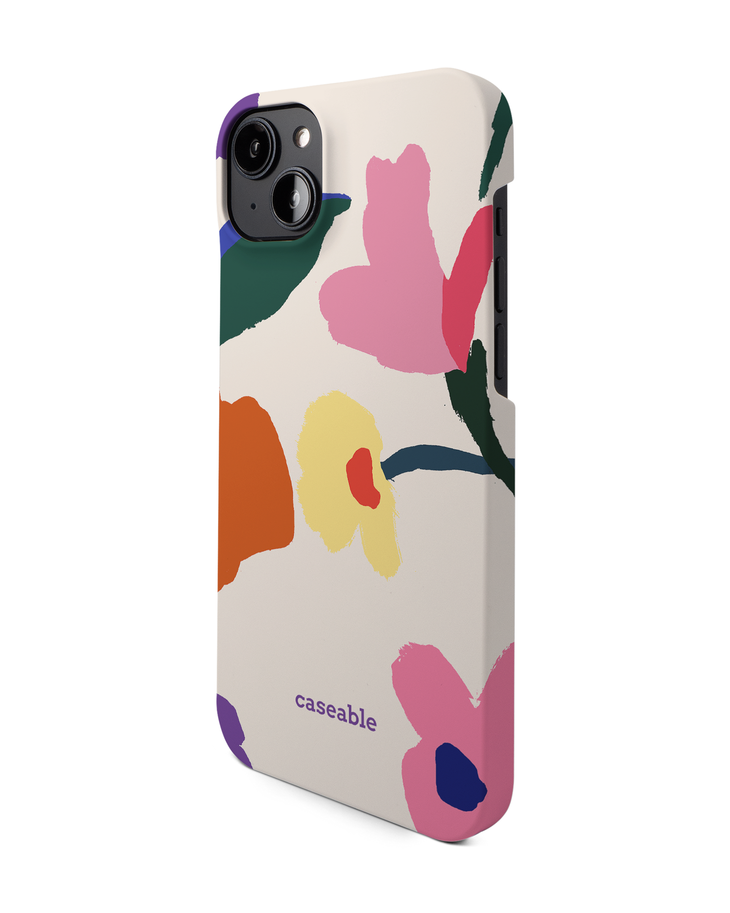 Handpainted Blooms Hard Shell Phone Case for Apple iPhone 14 Plus: View from the right side