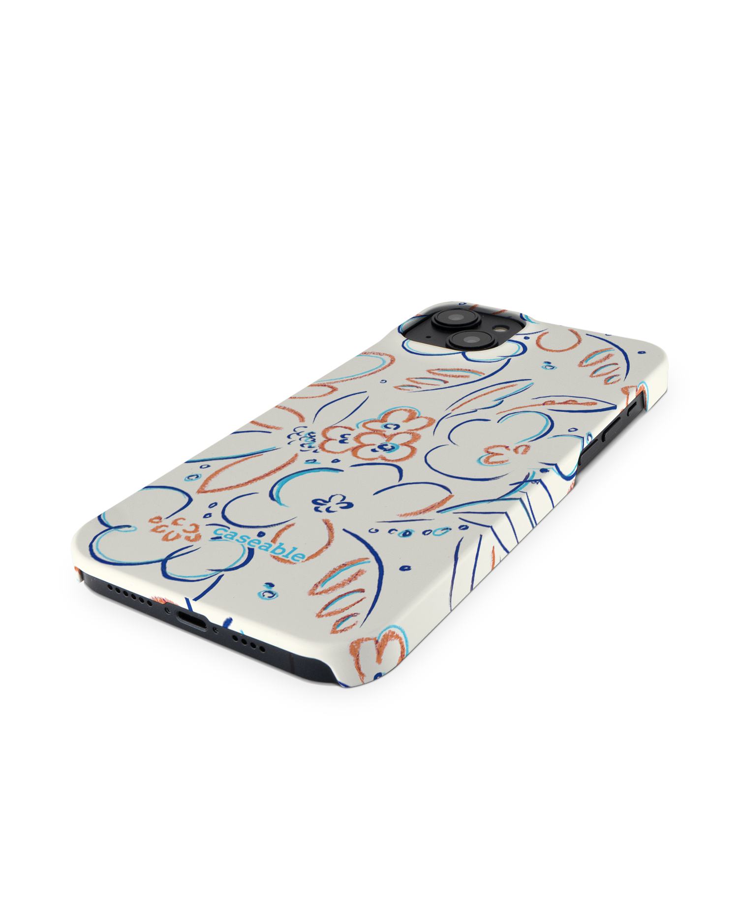 Bloom Doodles Hard Shell Phone Case for Apple iPhone 14 Plus: Perspective view